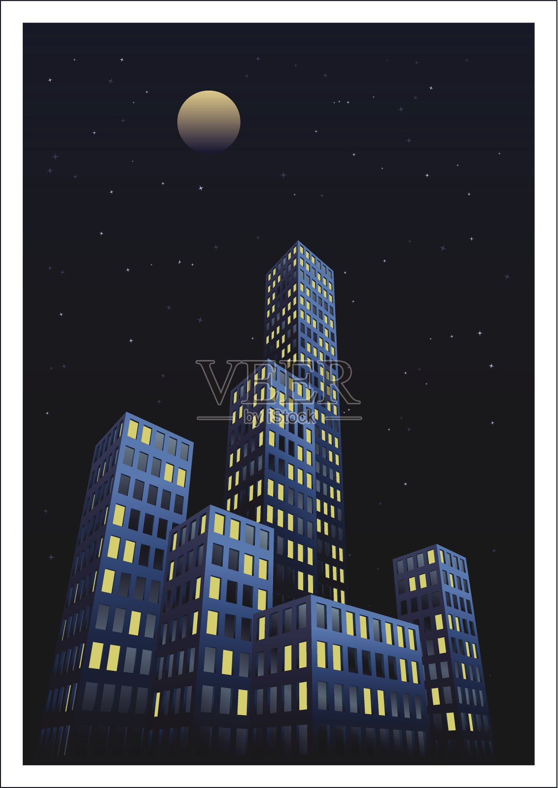 城市两个晚上插画图片素材