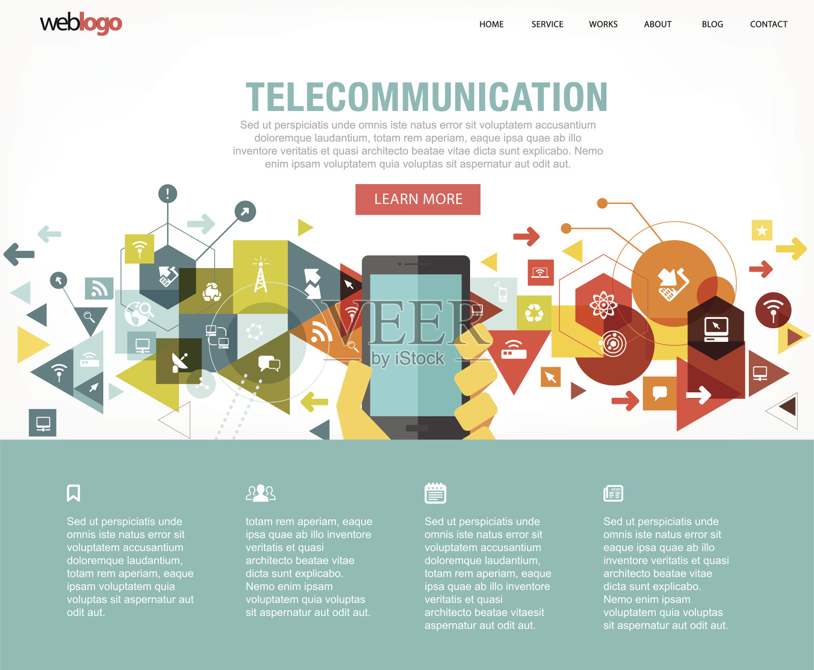 电信网页设计布局插画图片素材