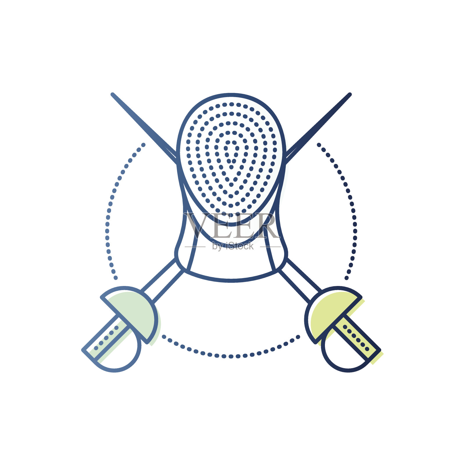 击剑防护面具和剑插画图片素材