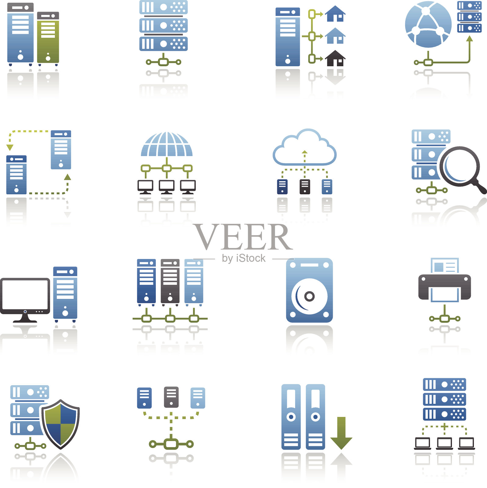网络和主机图标设置插画图片素材