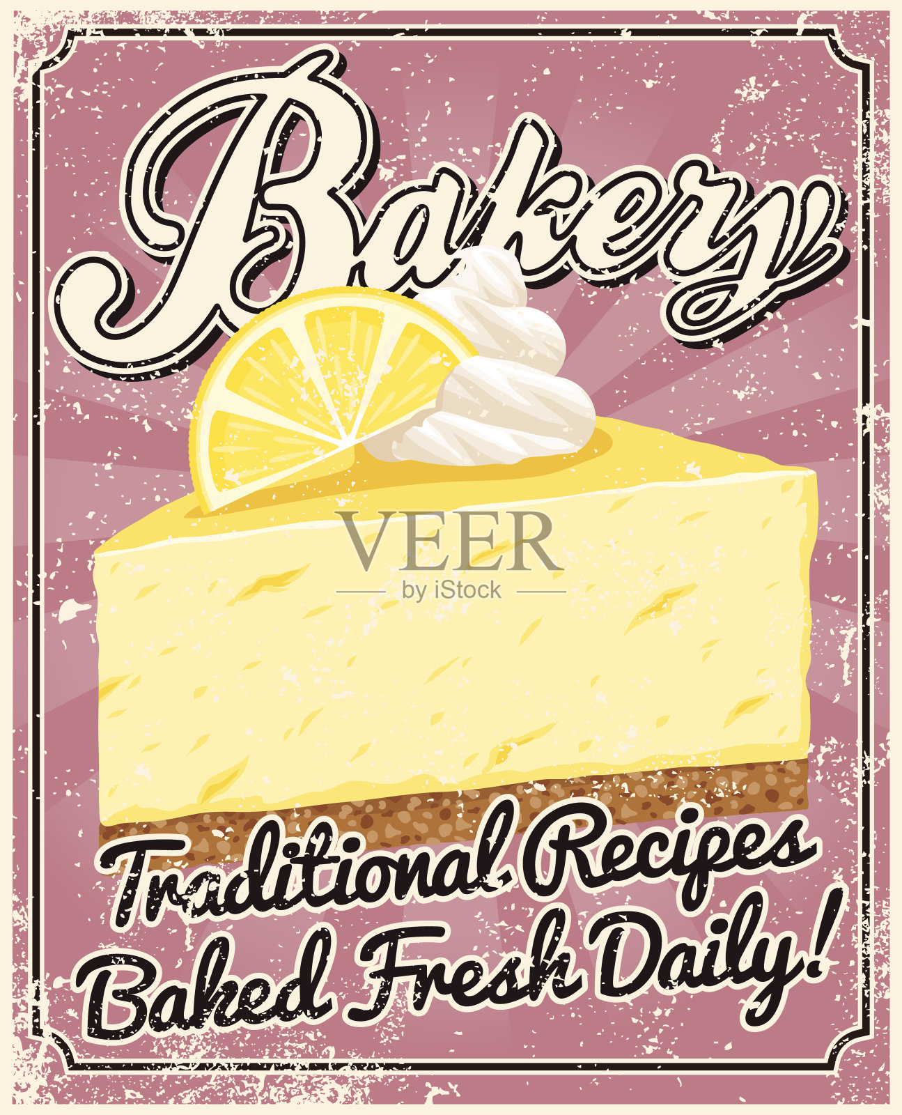 老式丝网印刷面包店海报设计模板素材