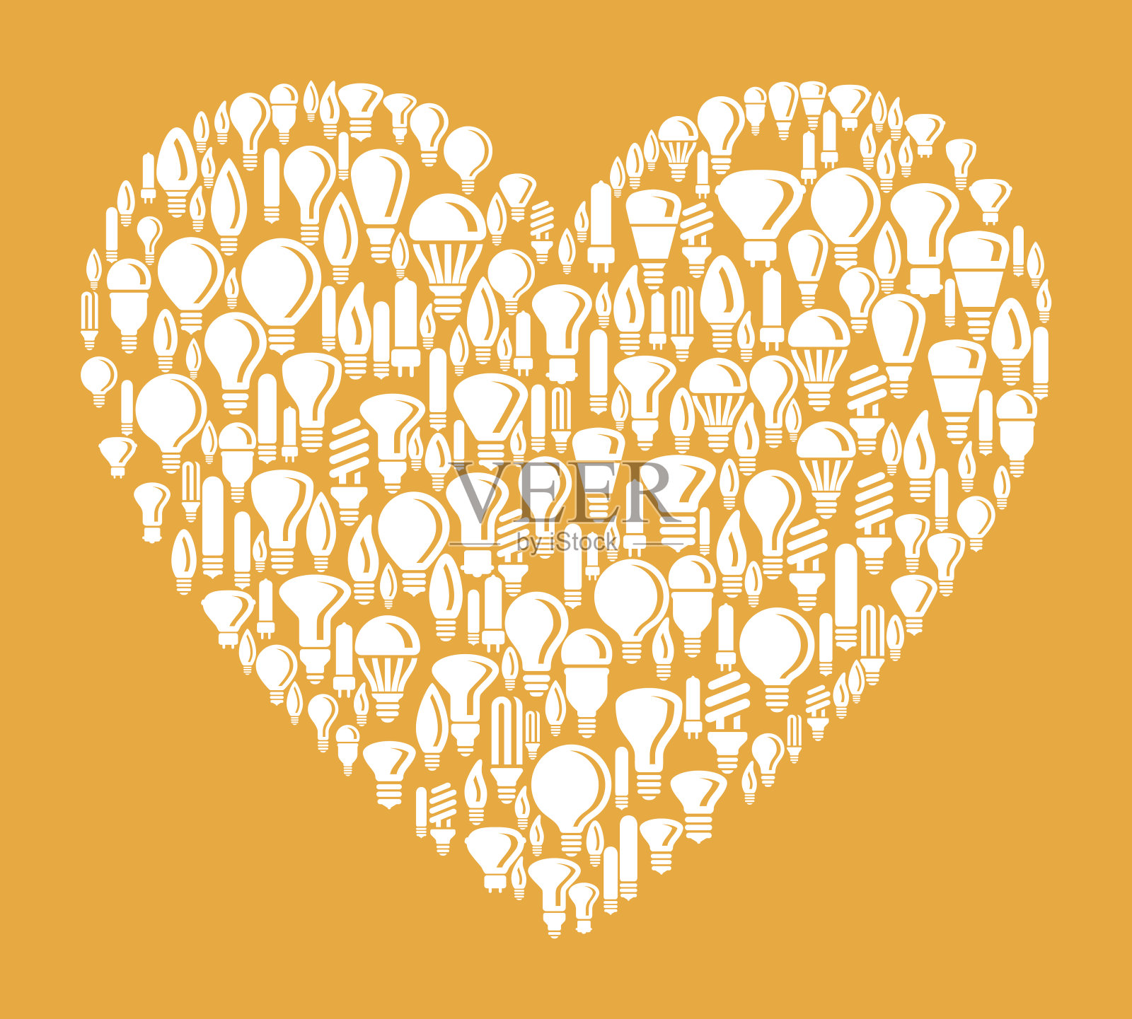 心形白色矢量灯泡图案背景插画图片素材