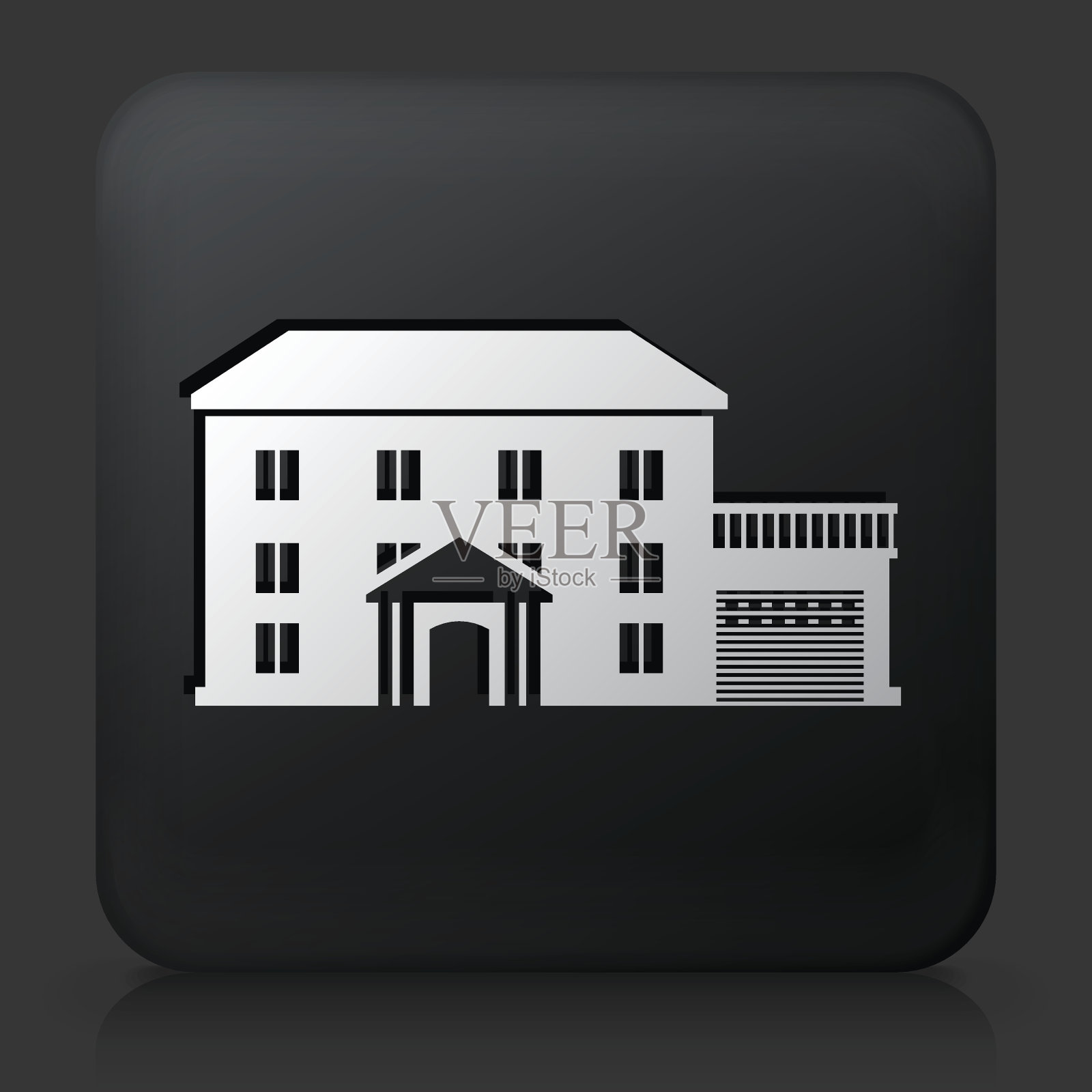 黑色方形按钮与主图标插画图片素材