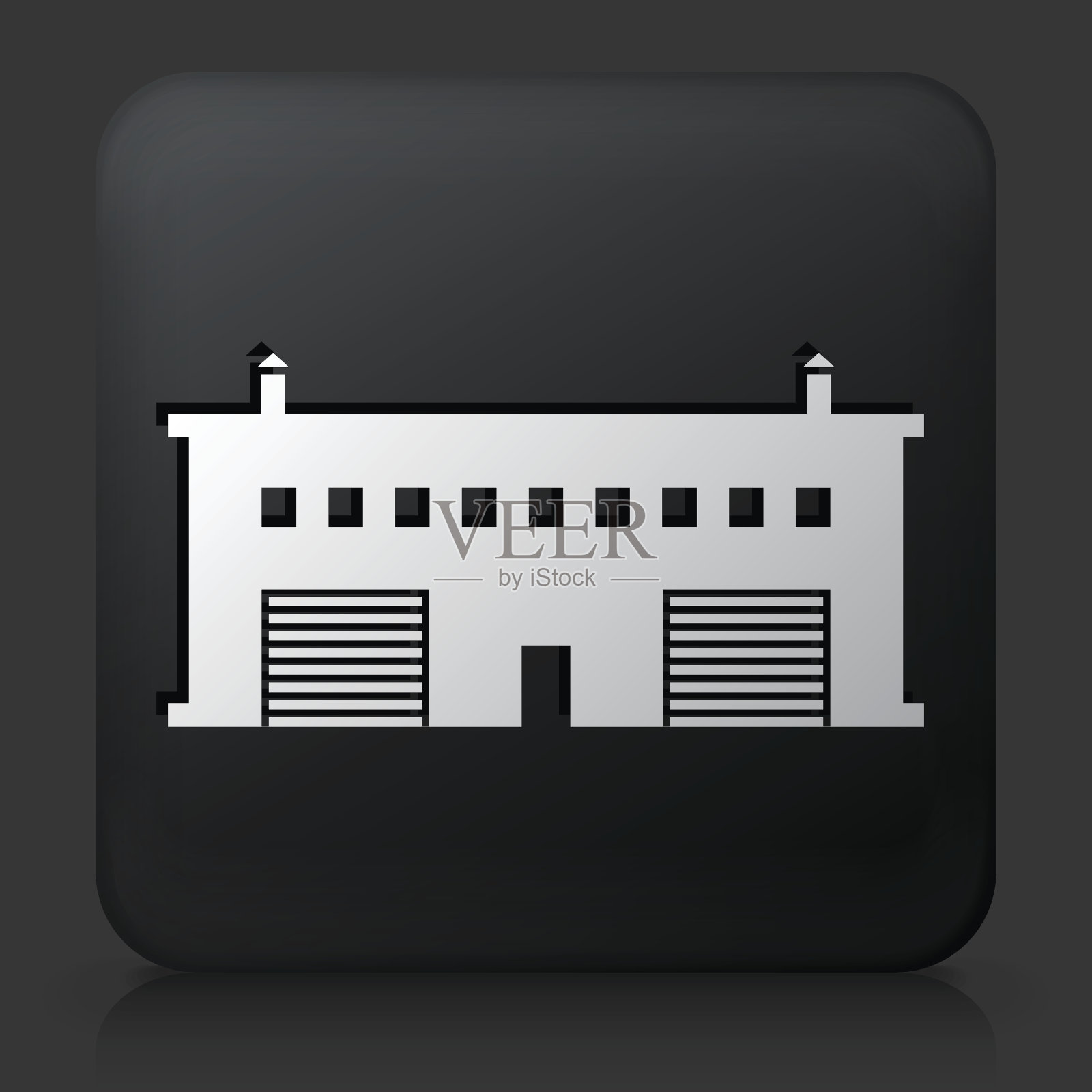 带有建筑图标的黑色方形按钮插画图片素材