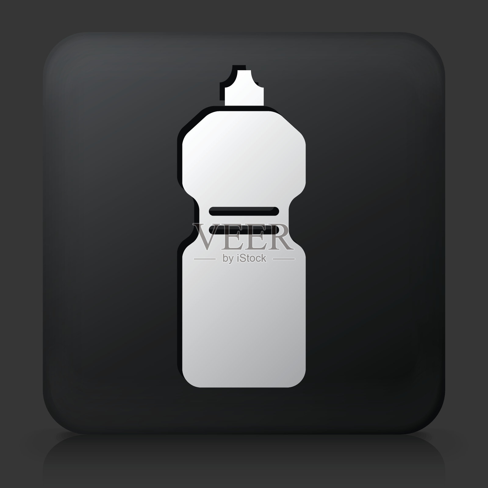 黑色方形按钮与健身瓶图标插画图片素材