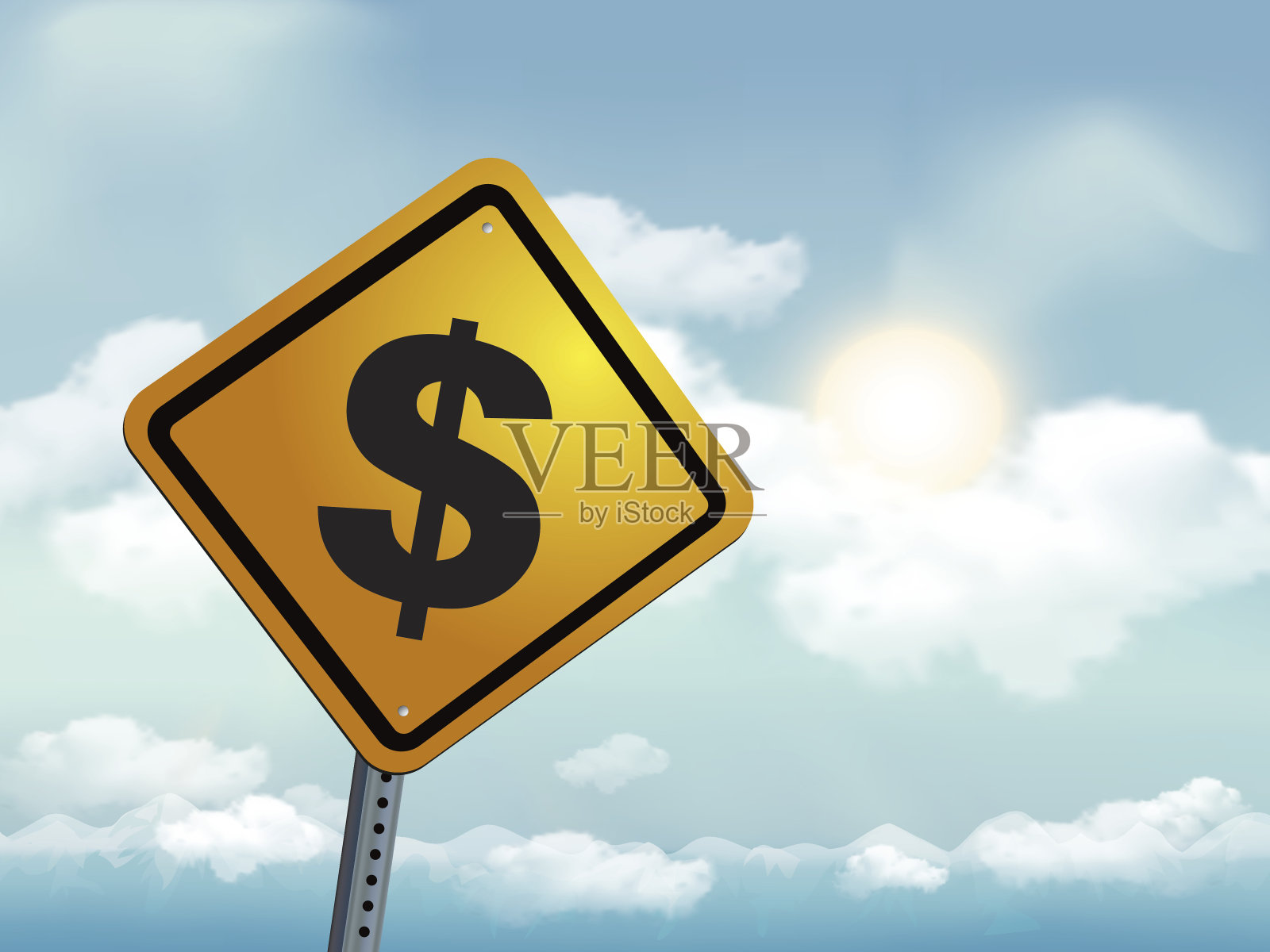 美元符号警告标志插画图片素材