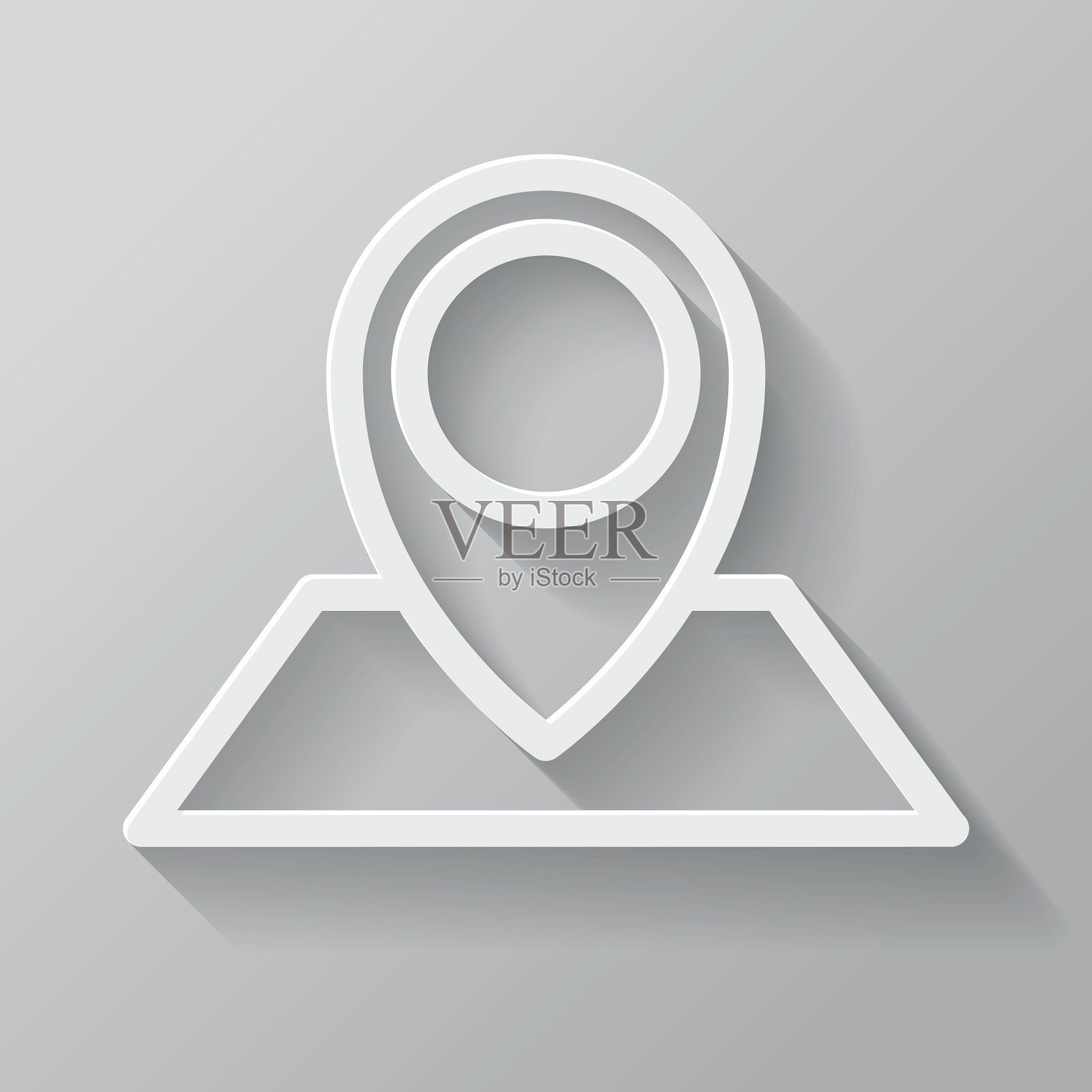 地图标记纸细线界面图标与长阴影插画图片素材