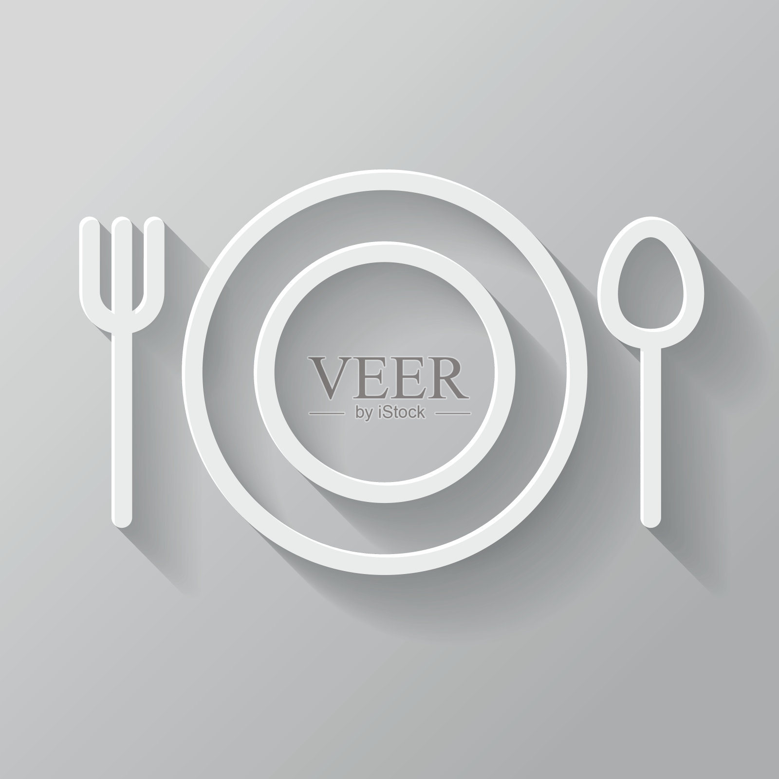 食物纸细线界面图标与长影子设计元素图片