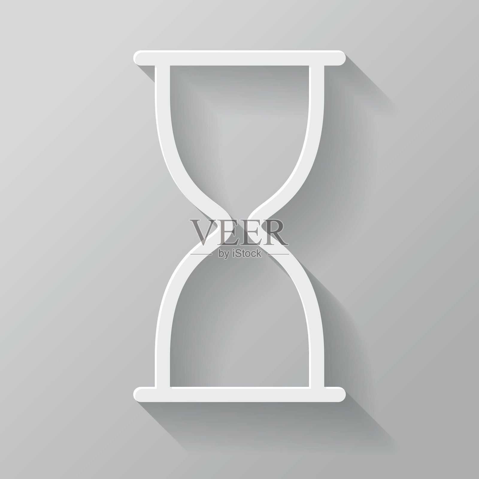 沙漏纸细线界面图标与长影子设计元素图片