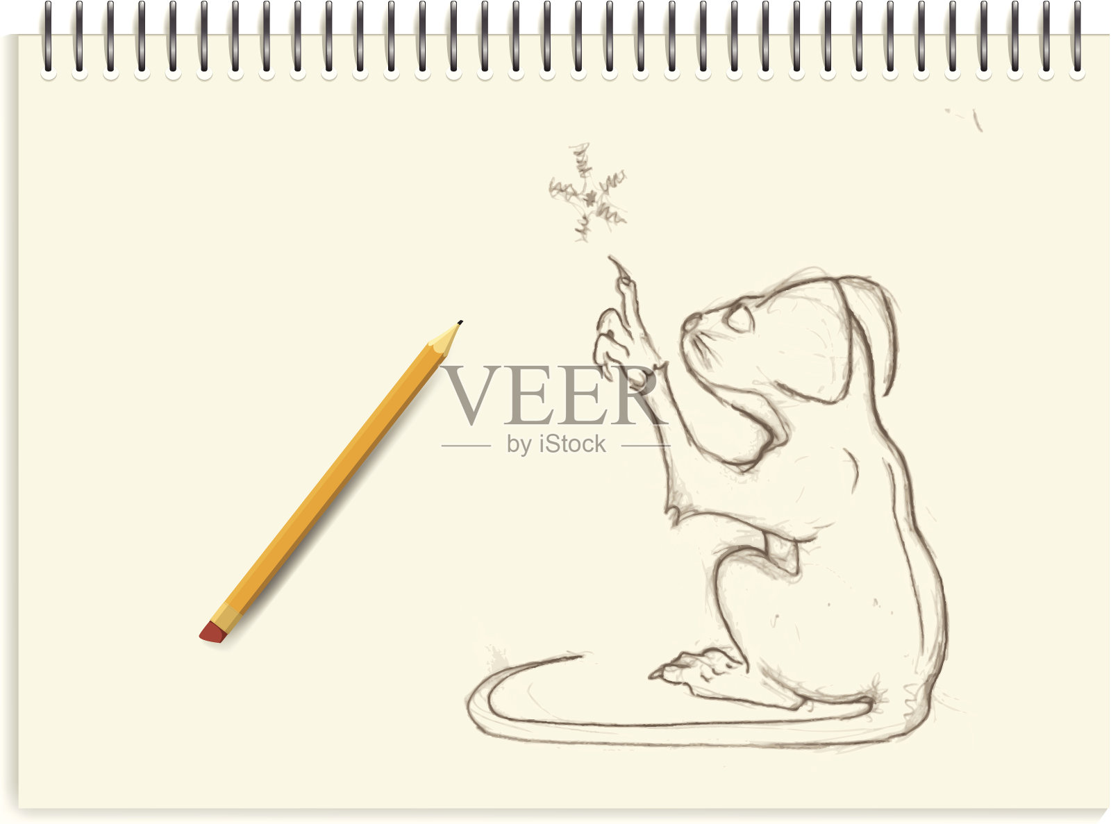 鼠标和雪花插画图片素材