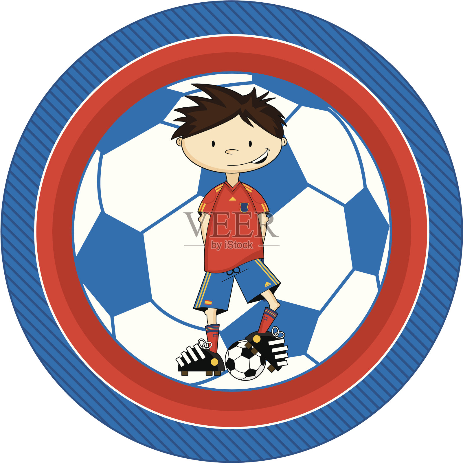 卡通足球男孩角色插画图片素材