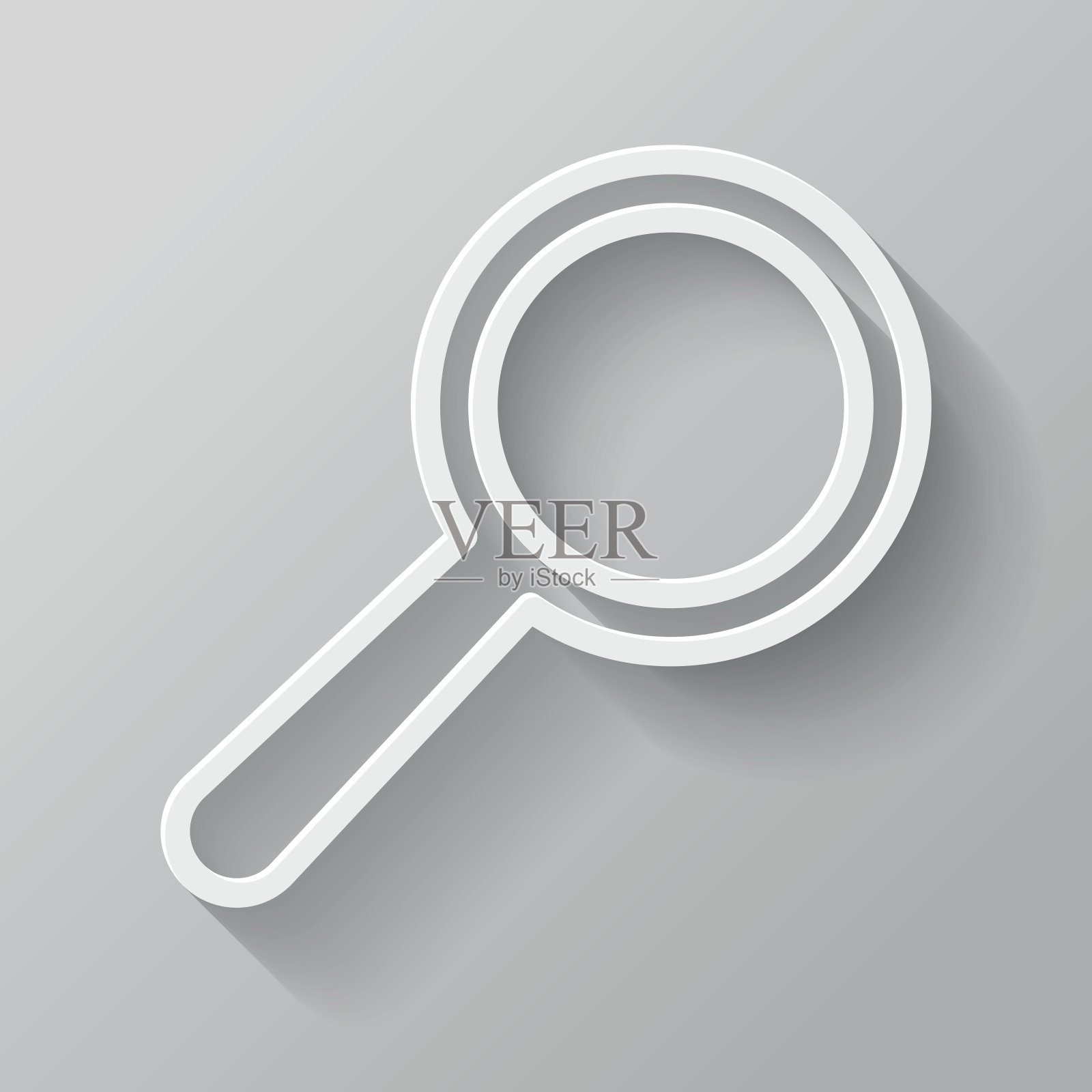 搜索纸细线界面图标与长阴影插画图片素材