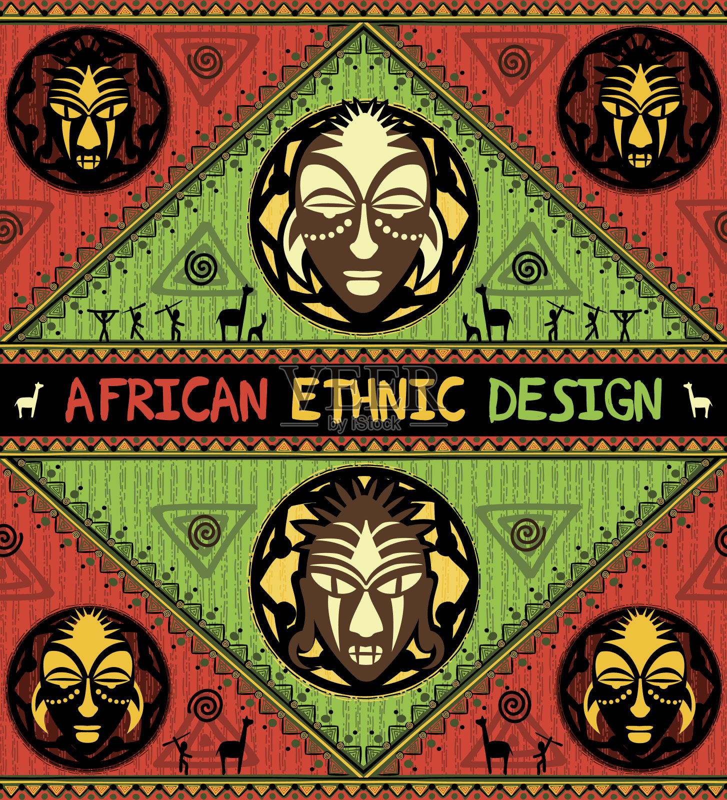 带有面具的非洲民族设计插画图片素材