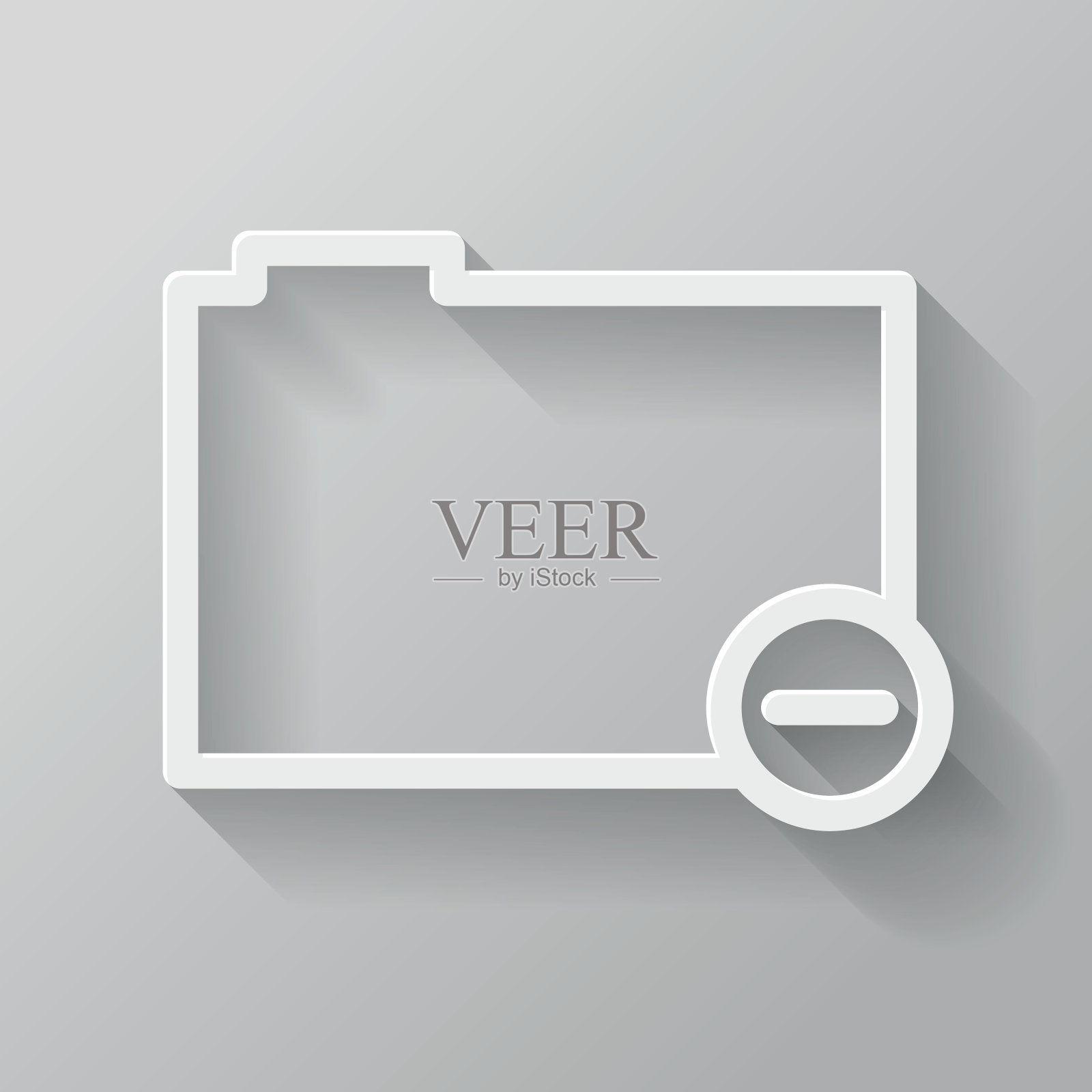 删除文件夹纸细线界面图标与长阴影插画图片素材