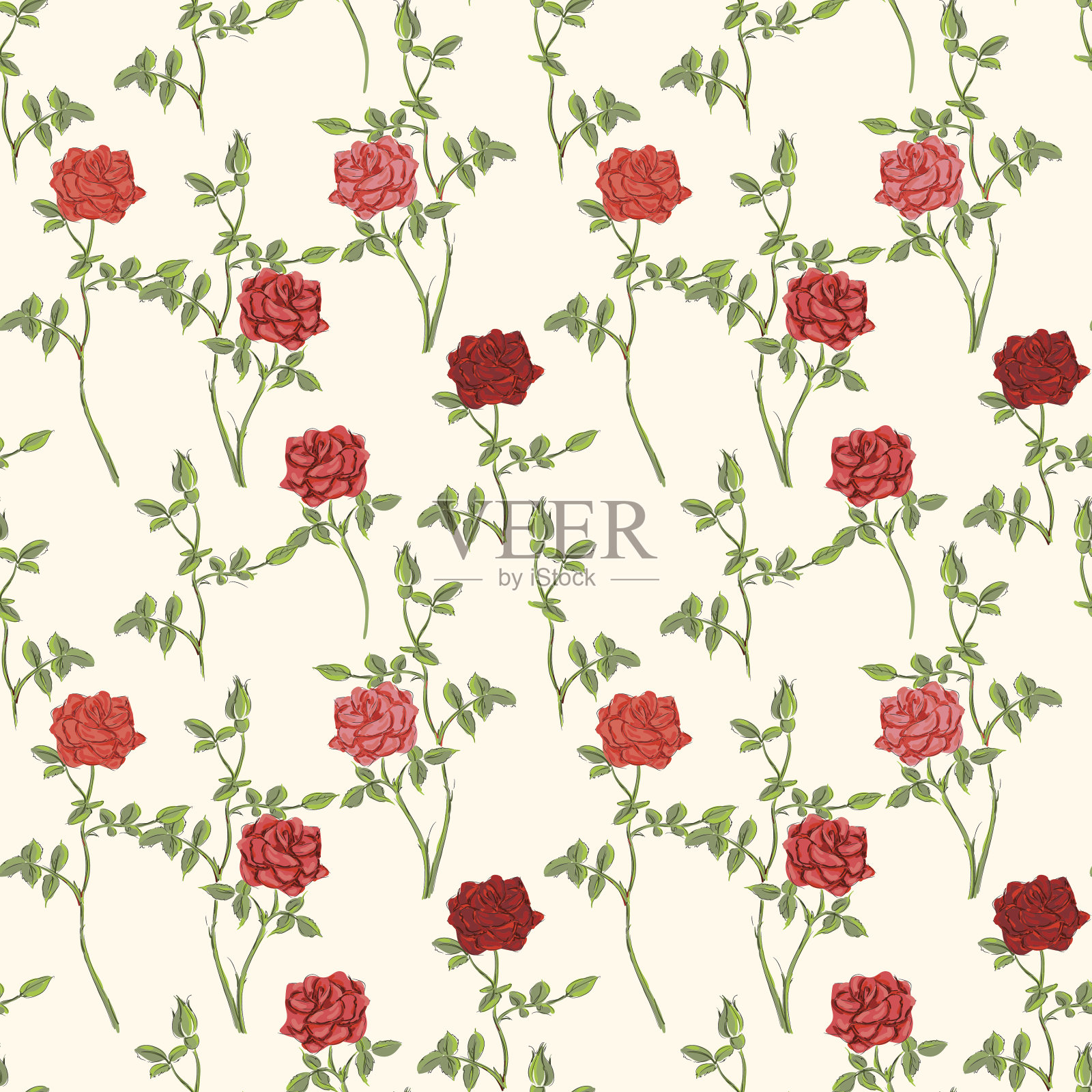 玫瑰无缝模式插画图片素材