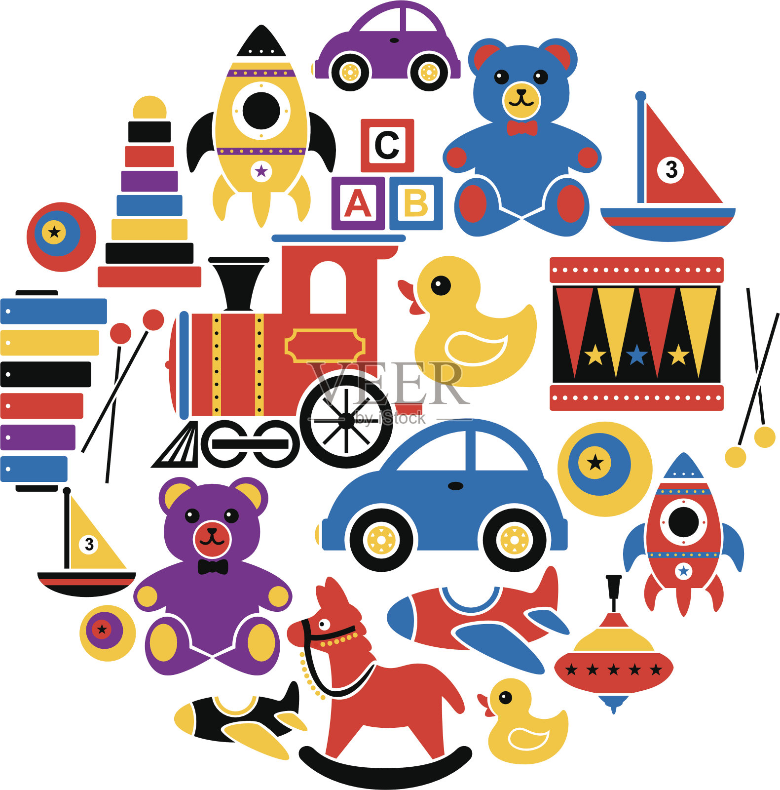 儿童玩具图标集插画图片素材