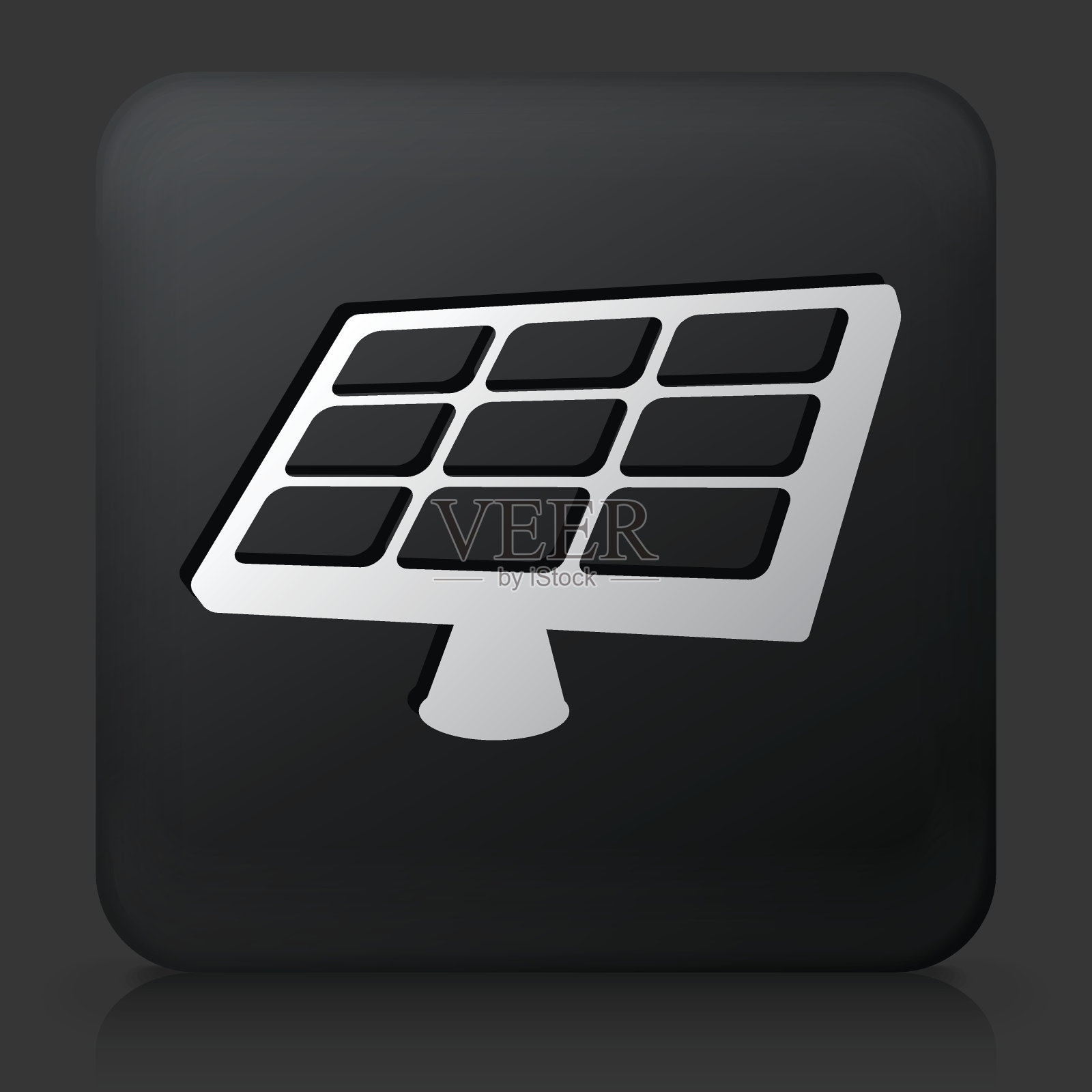 黑色方形按钮与太阳能电池板图标插画图片素材