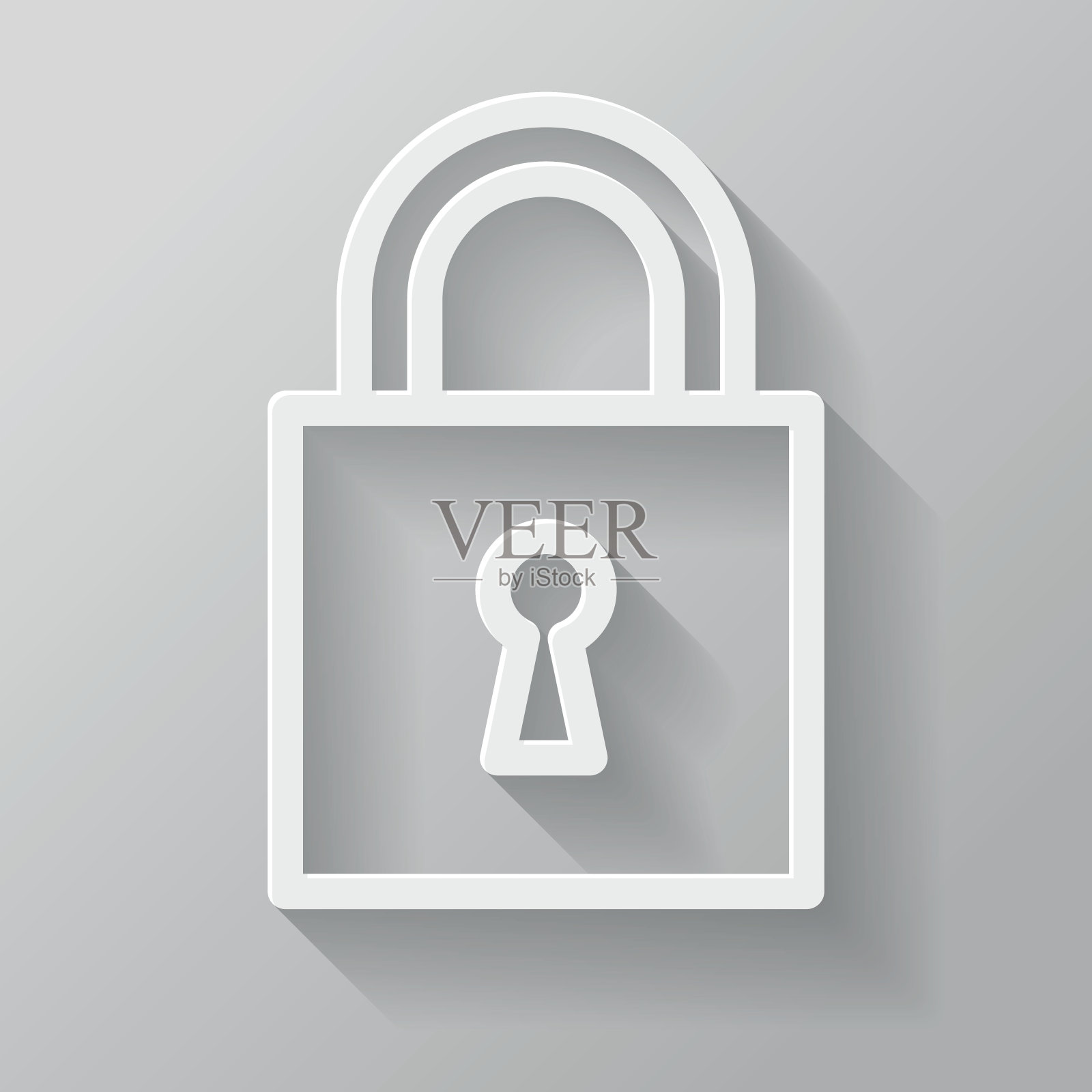 锁纸细线界面图标与长影子插画图片素材