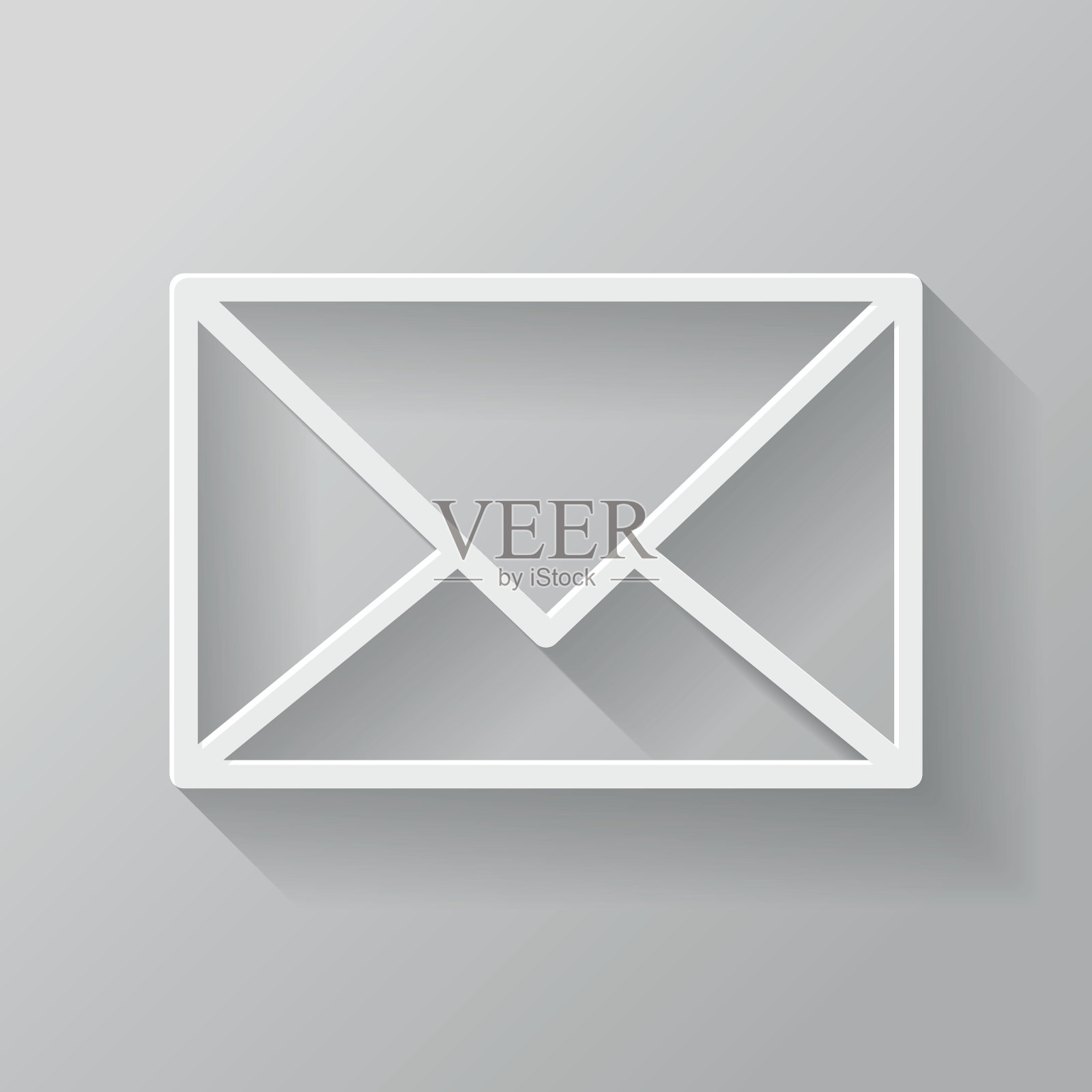 邮件纸细线界面图标与长影子插画图片素材