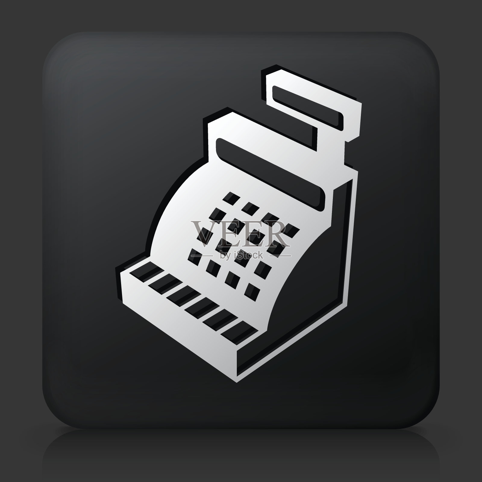 黑色方形按钮与收银机图标插画图片素材