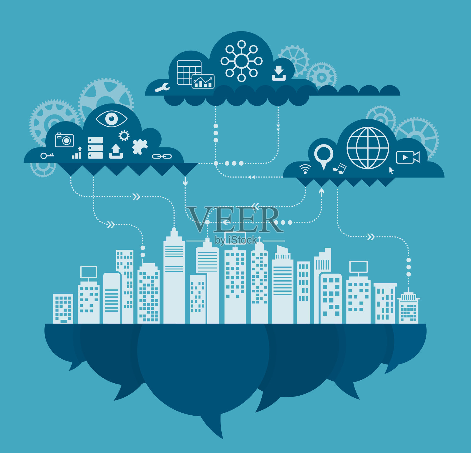 包括图标集的云计算概念插画图片素材