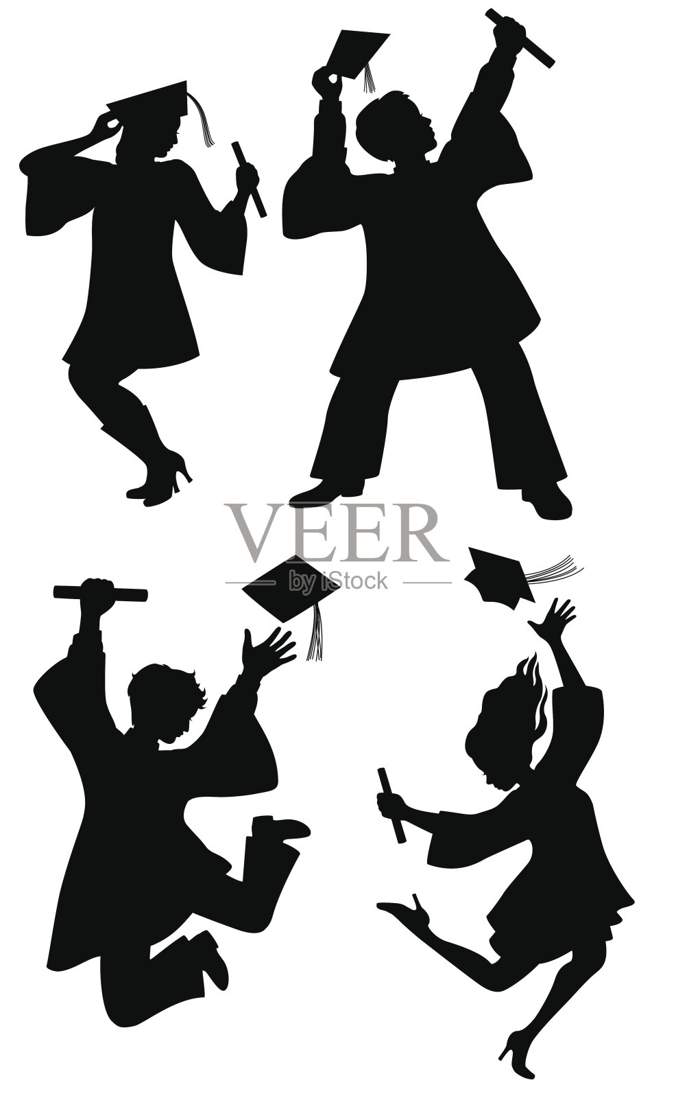 女大学生剪影插画图片素材