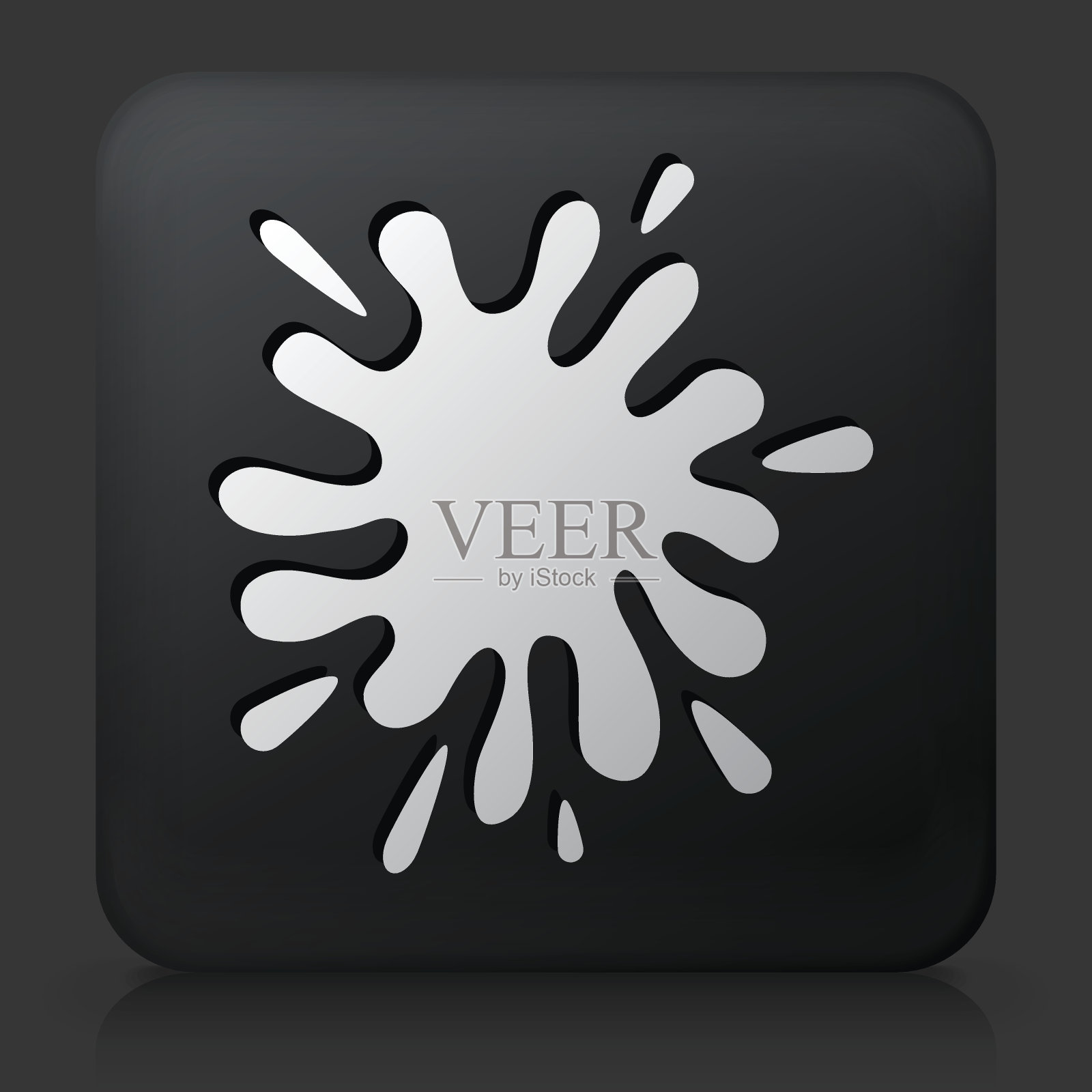 黑色方形按钮与油漆飞溅插画图片素材