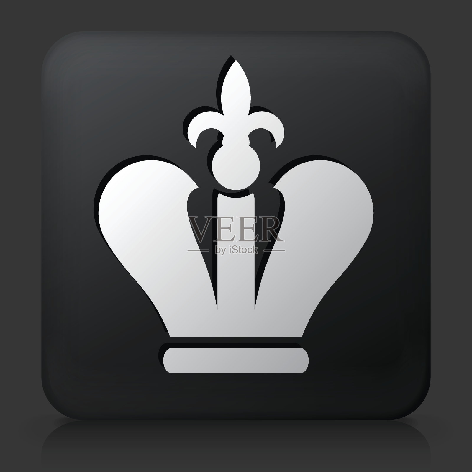 黑色方形按钮与皇冠插画图片素材