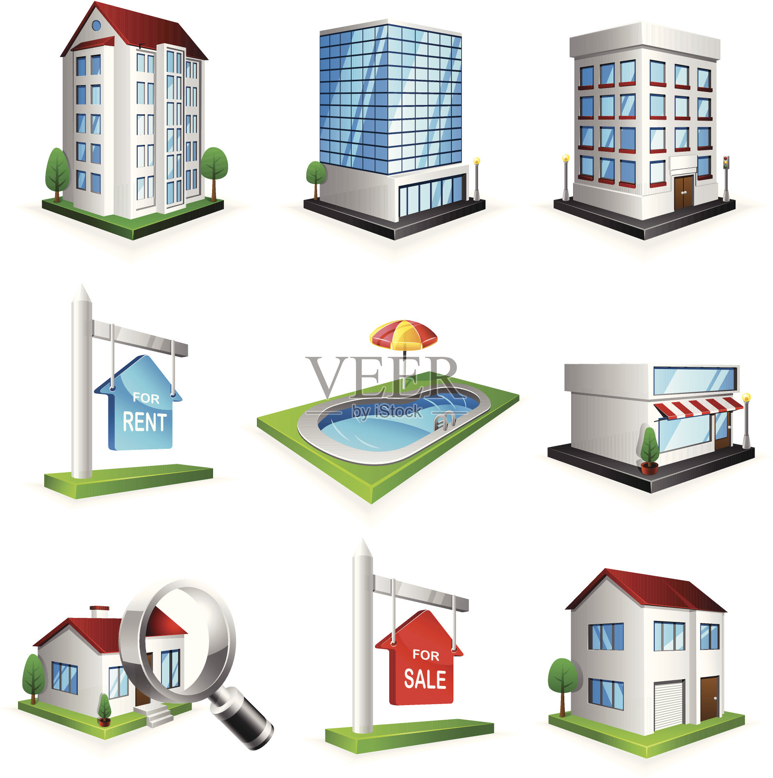 房地产图标集插画图片素材