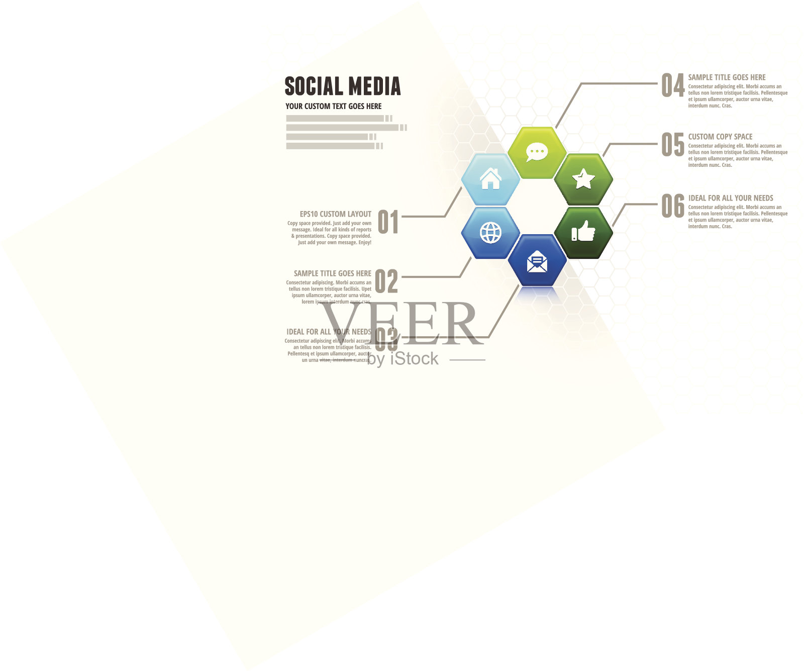 信息图的社会媒体图表与Copyspace插画图片素材