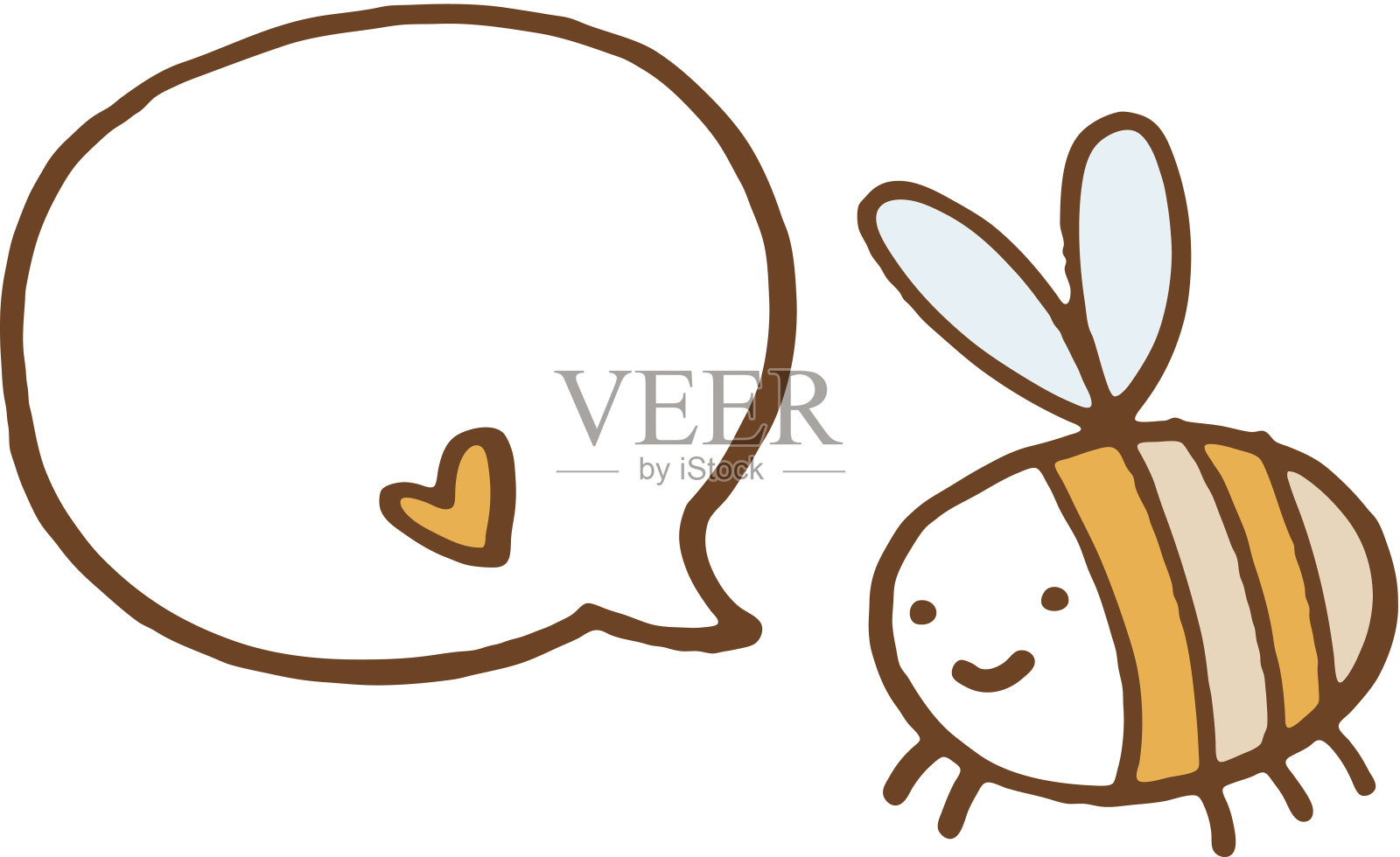 蜜蜂带着气泡说话，少了爱心插画图片素材