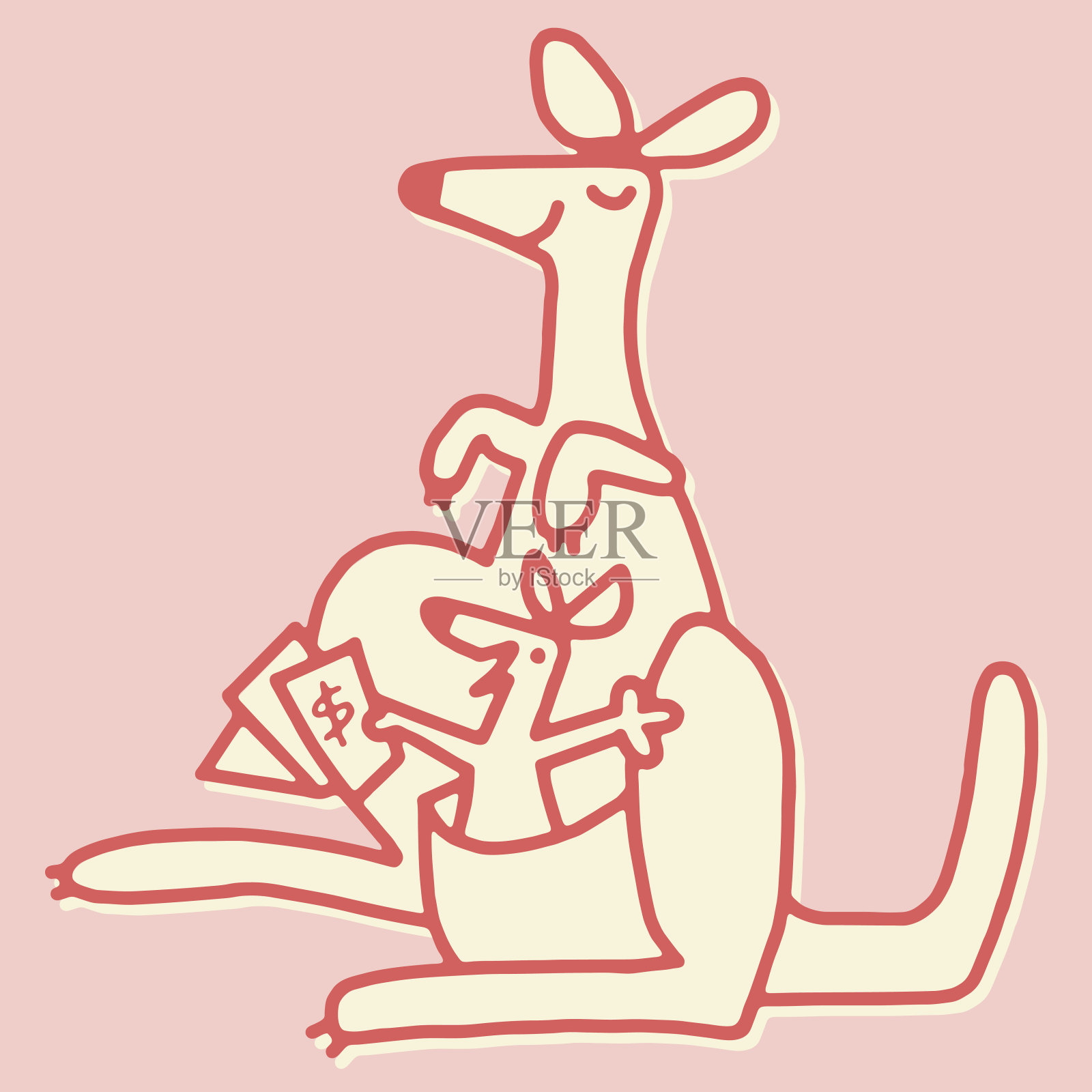 袋鼠和有钱的乔伊插画图片素材