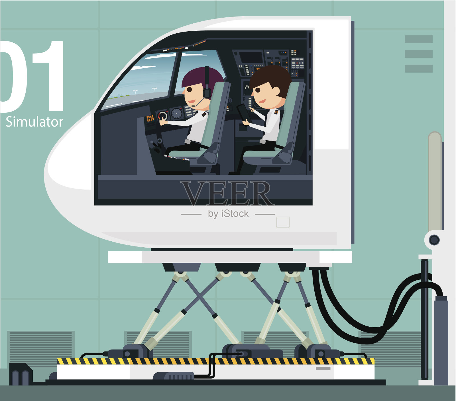 飞行模拟器插画图片素材