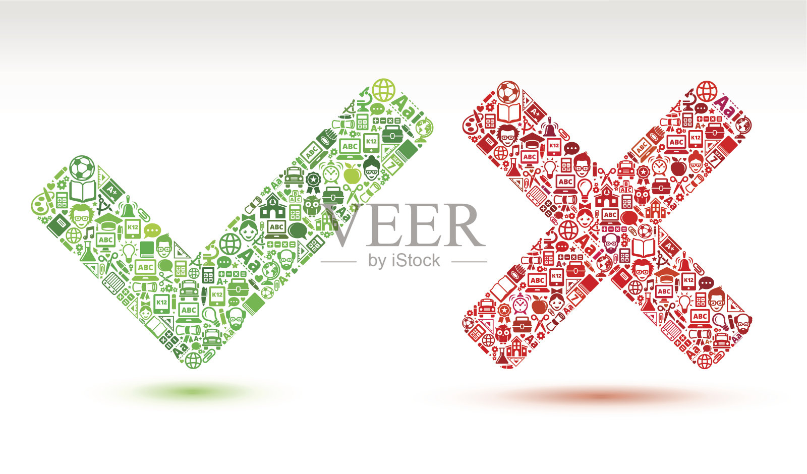 教育和学校和教育检查& X符号插画图片素材