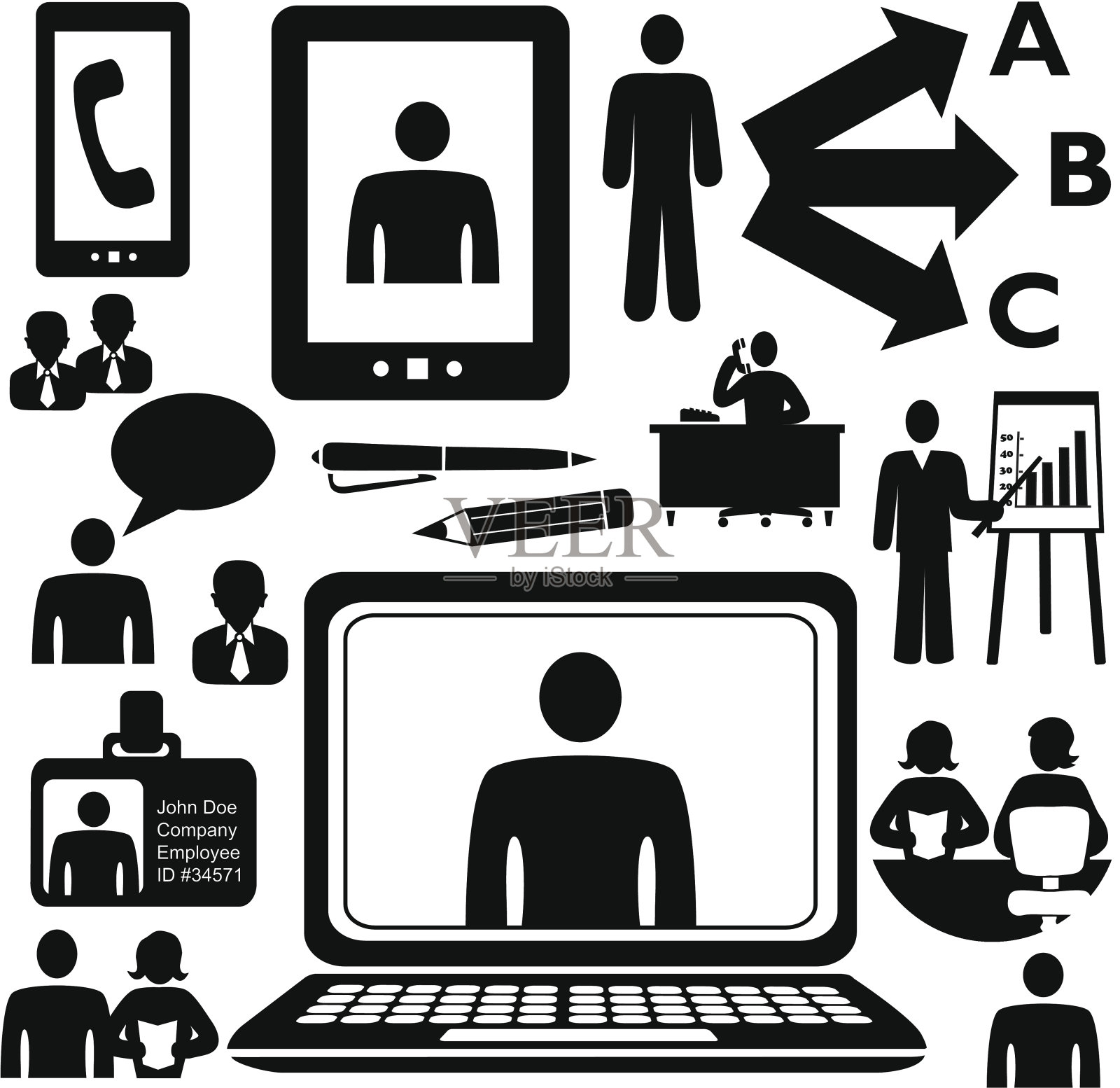 员工和客户服务代表插画图片素材