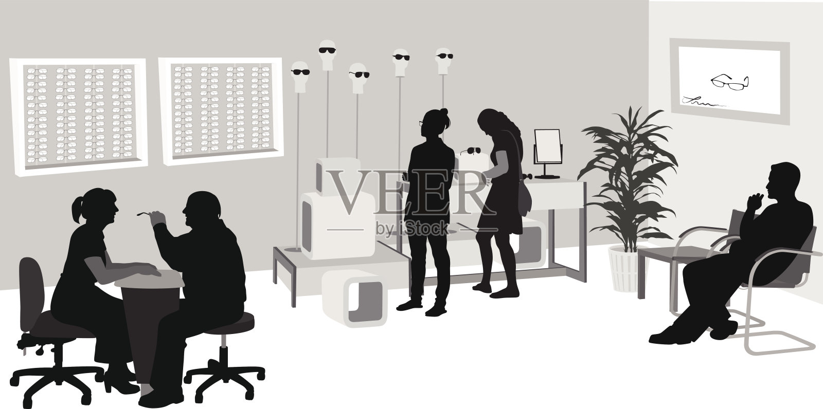 试戴眼镜插画图片素材