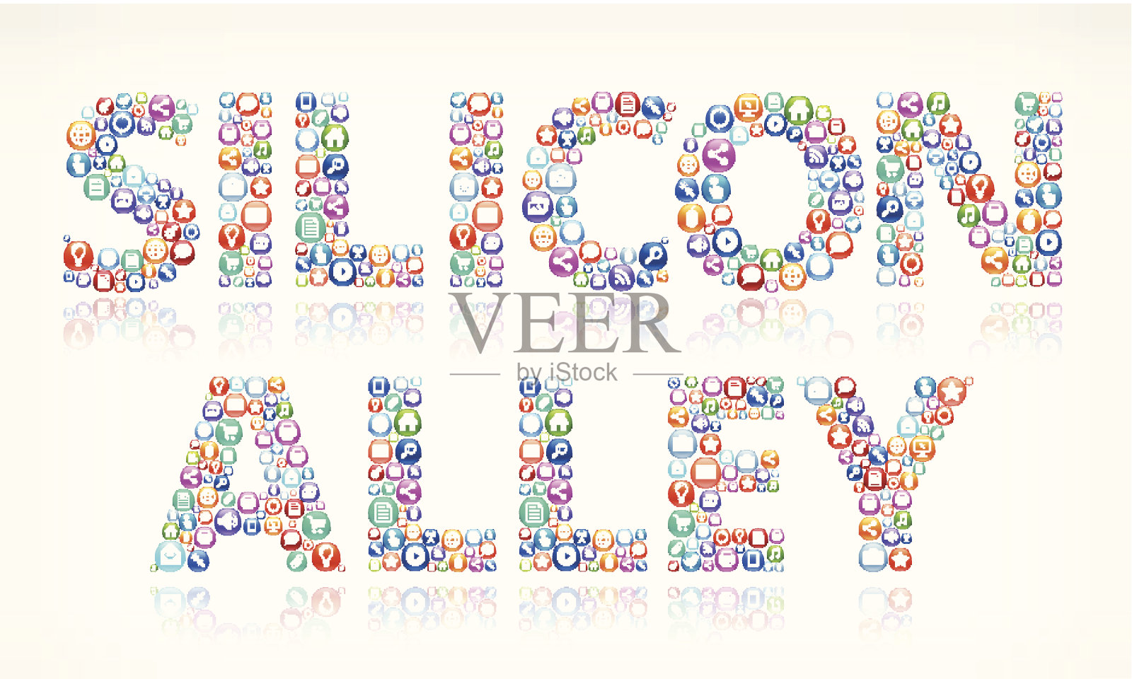 现代技术和通信矢量图标上的SilVector图标胡同插画图片素材