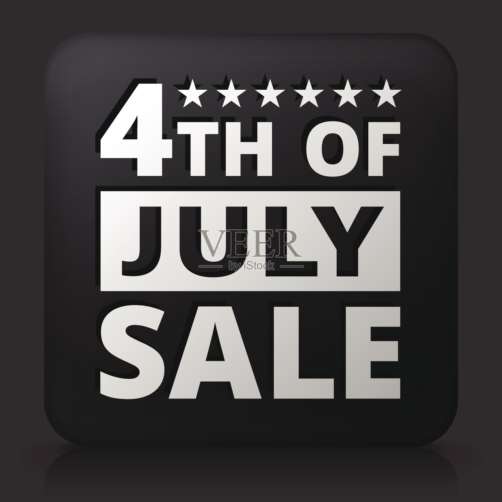 黑色方形按钮与7月4日销售图标设计元素图片