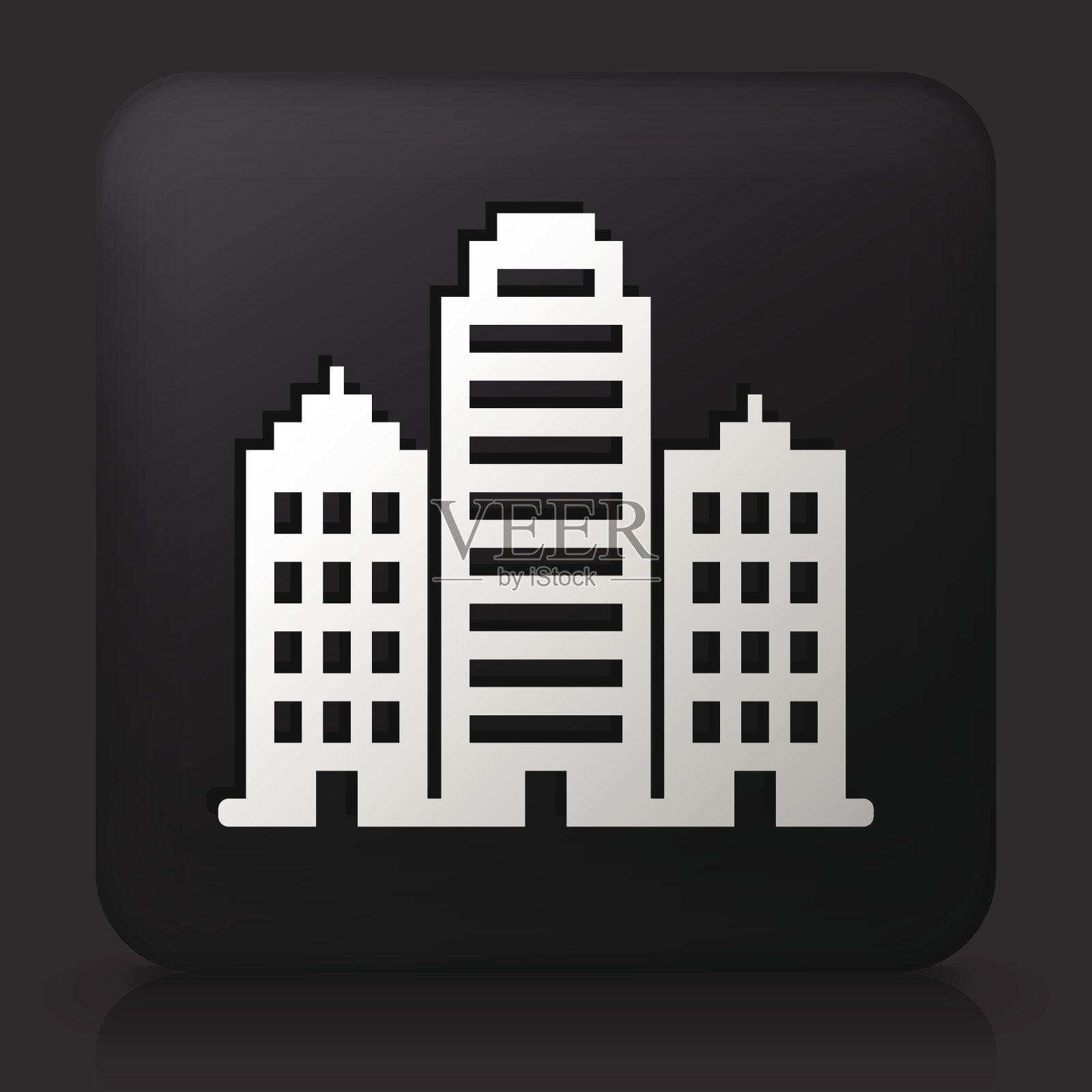 带有建筑物的黑色方形按钮插画图片素材