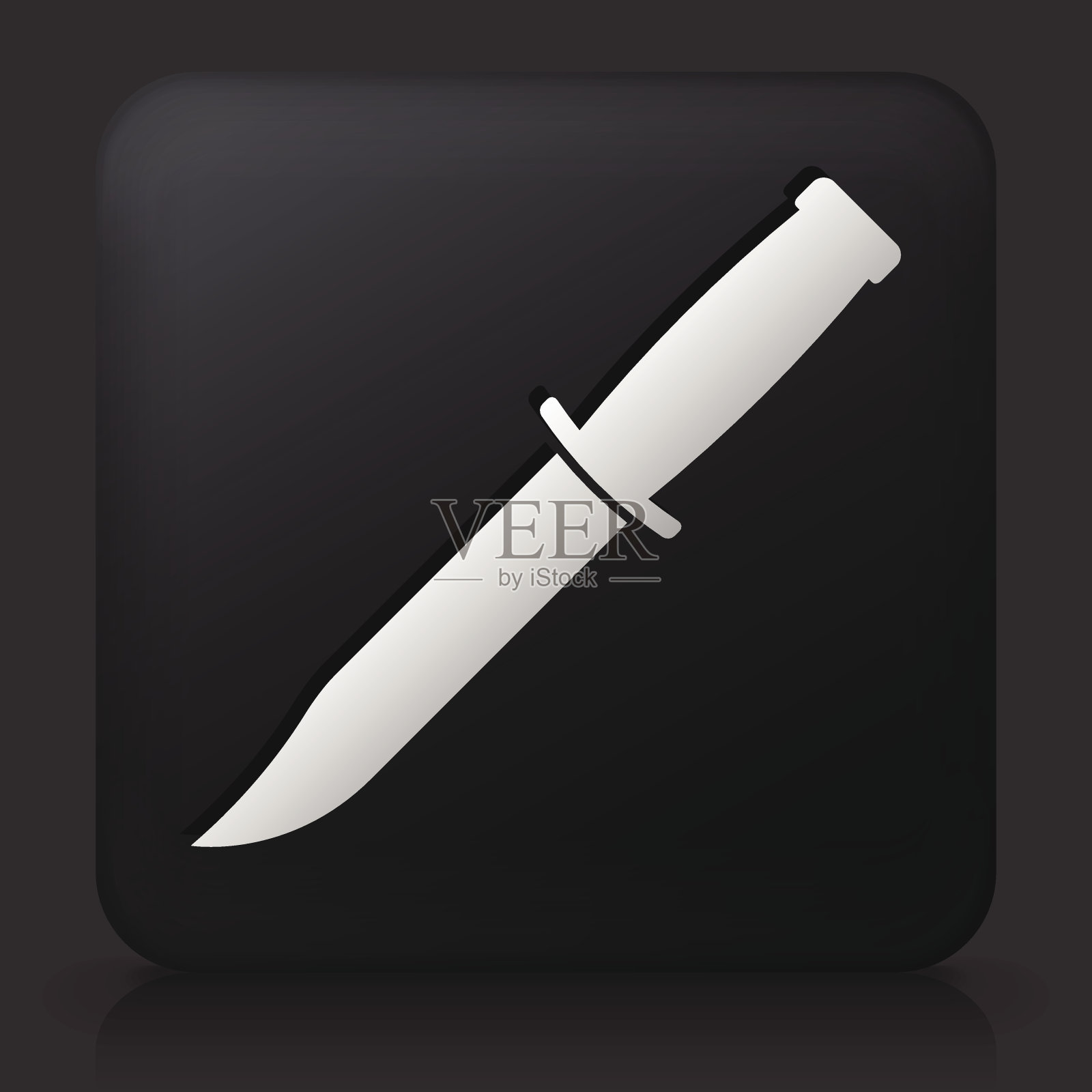 黑色方形按钮与刀图标插画图片素材