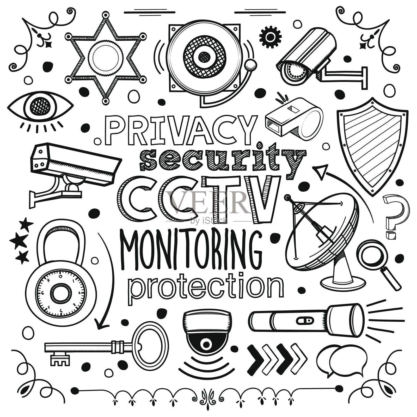 安全插画图片素材