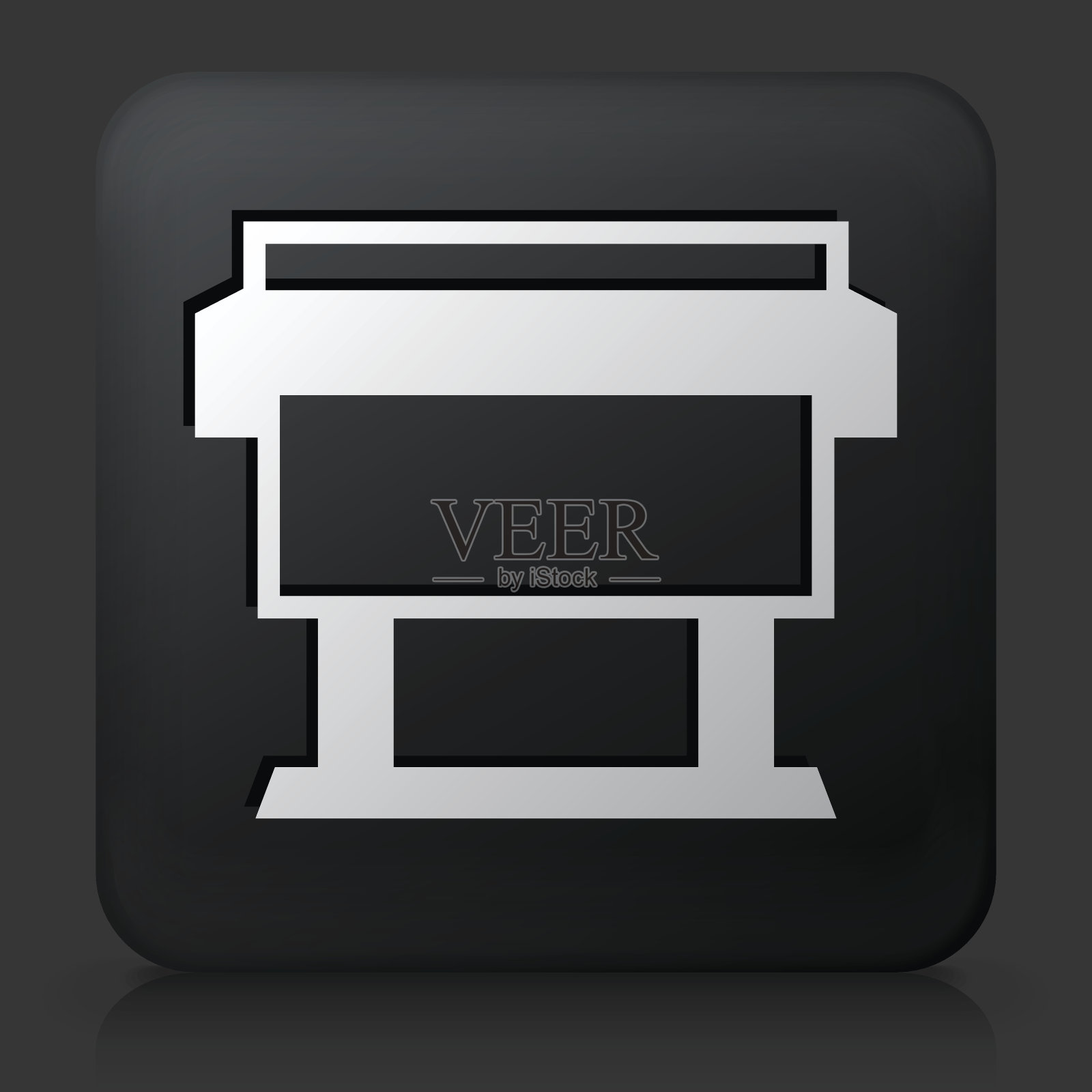 黑色方形按钮与打印机图标插画图片素材