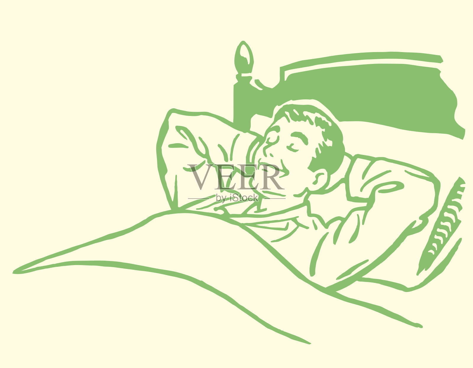 床上快乐的人插画图片素材