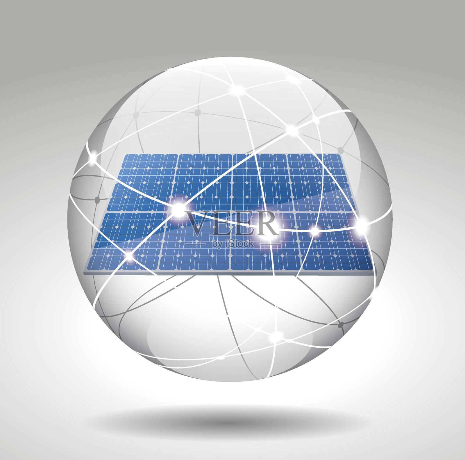 网络空间中的太阳能电池板插画图片素材