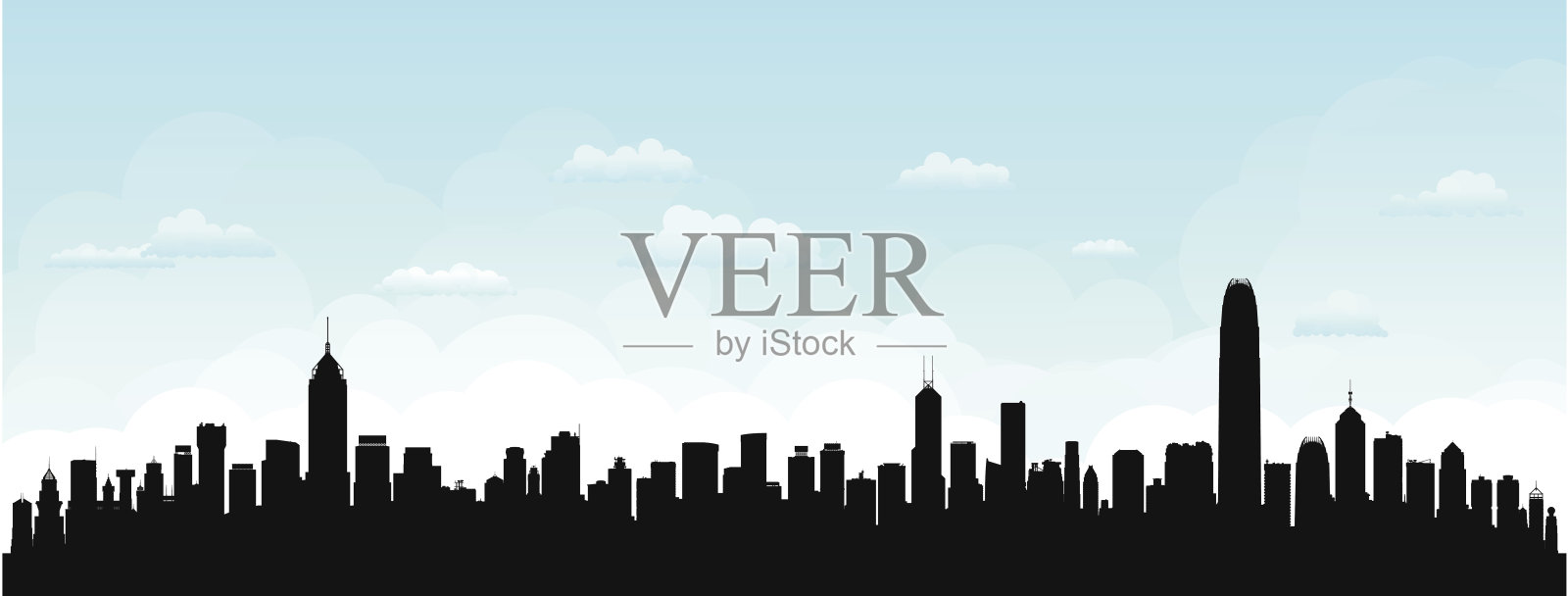 香港(79幢详细、可移动及完整的建筑物)插画图片素材