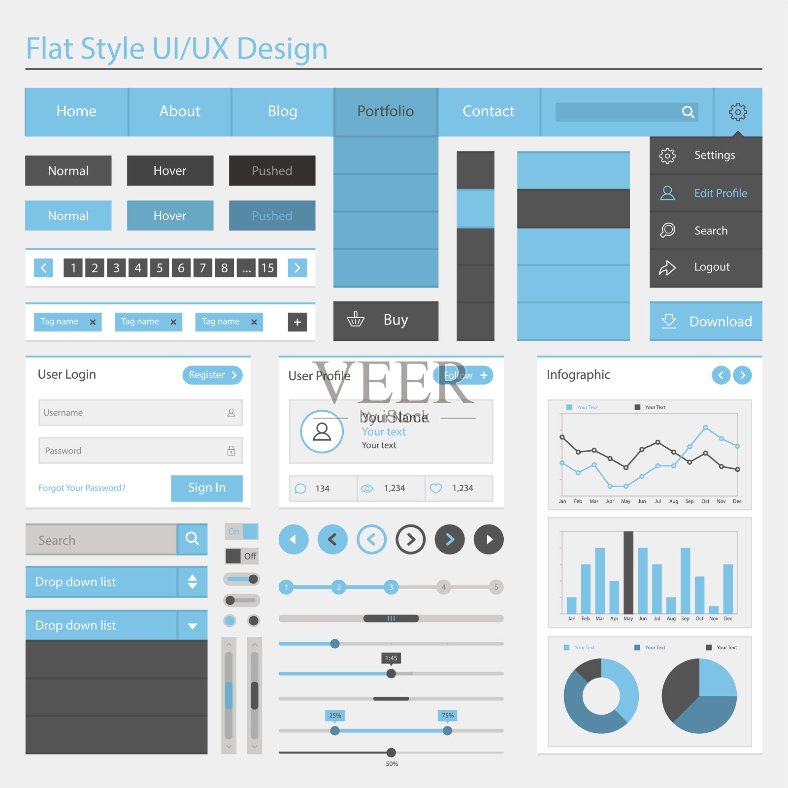平面风格UI或UX设计的矢量插图插画图片素材
