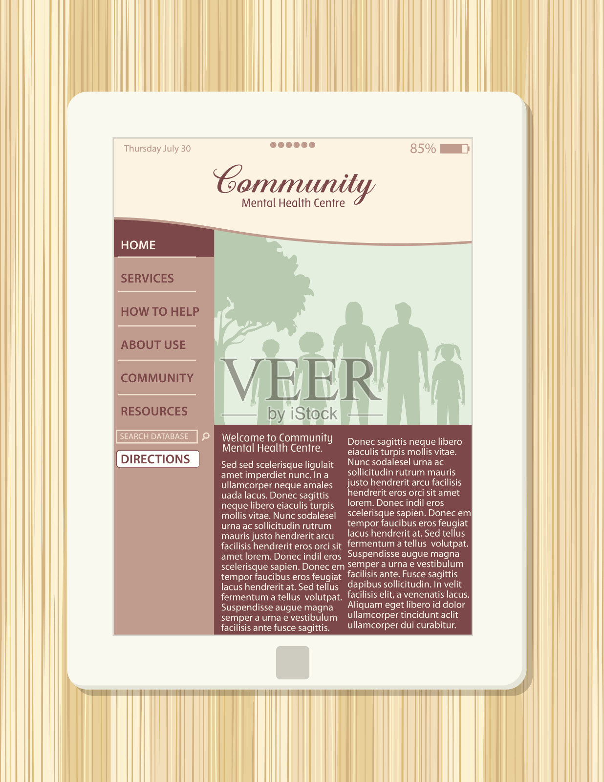 平板电脑上的心理健康网站插画图片素材