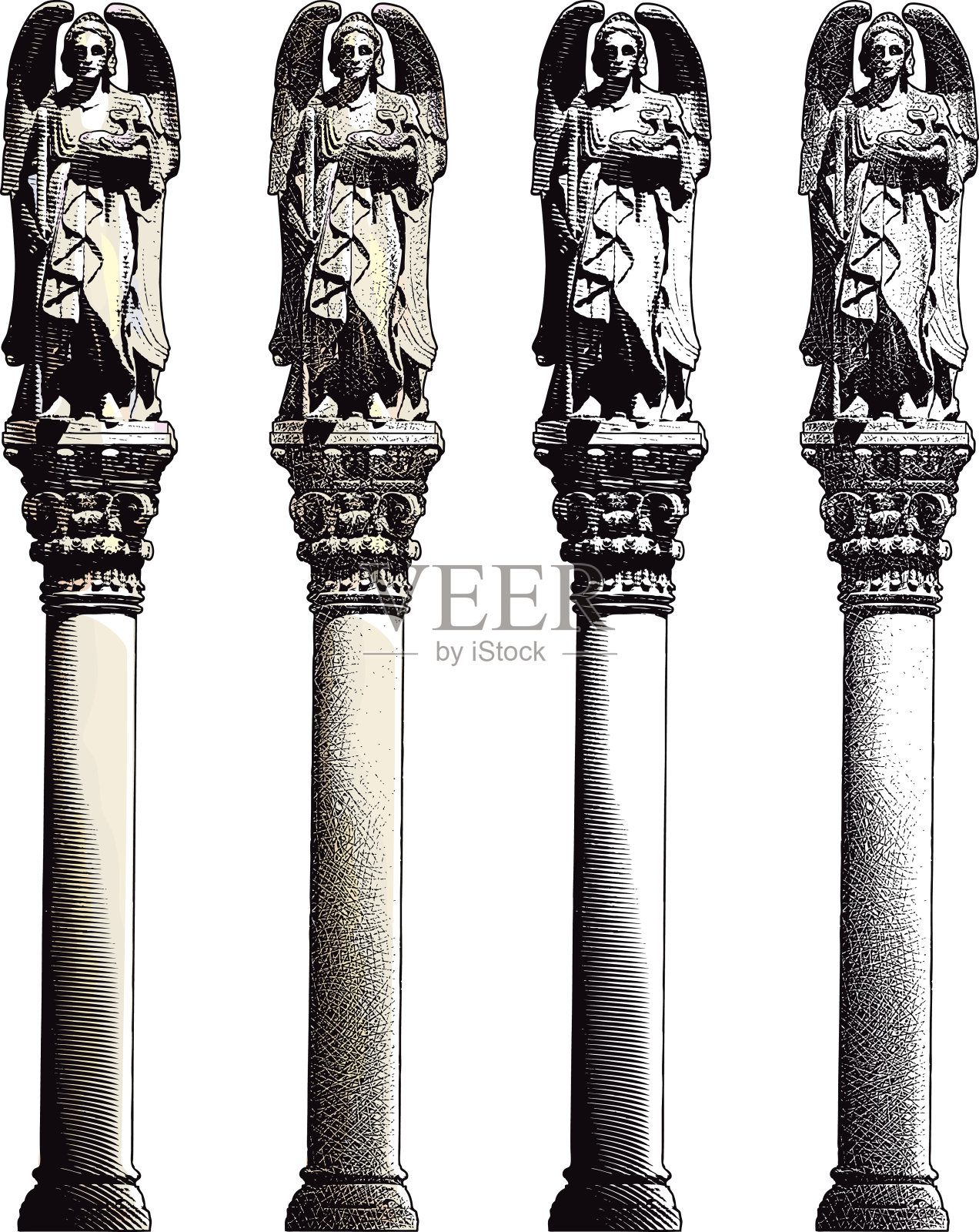 天使和列插画图片素材