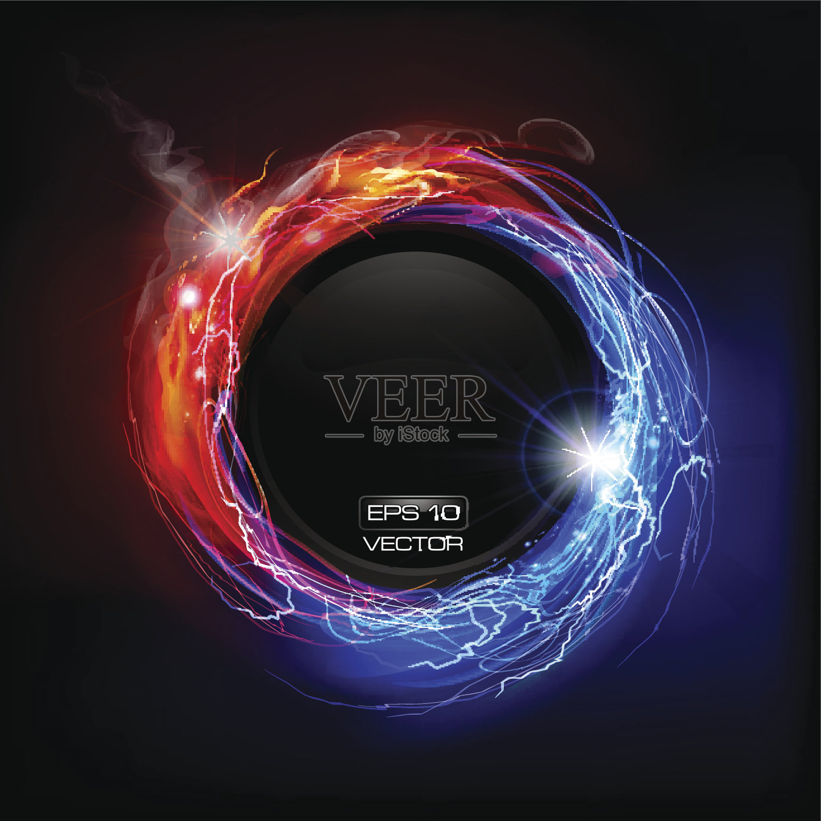 火与闪电概念插画图片素材