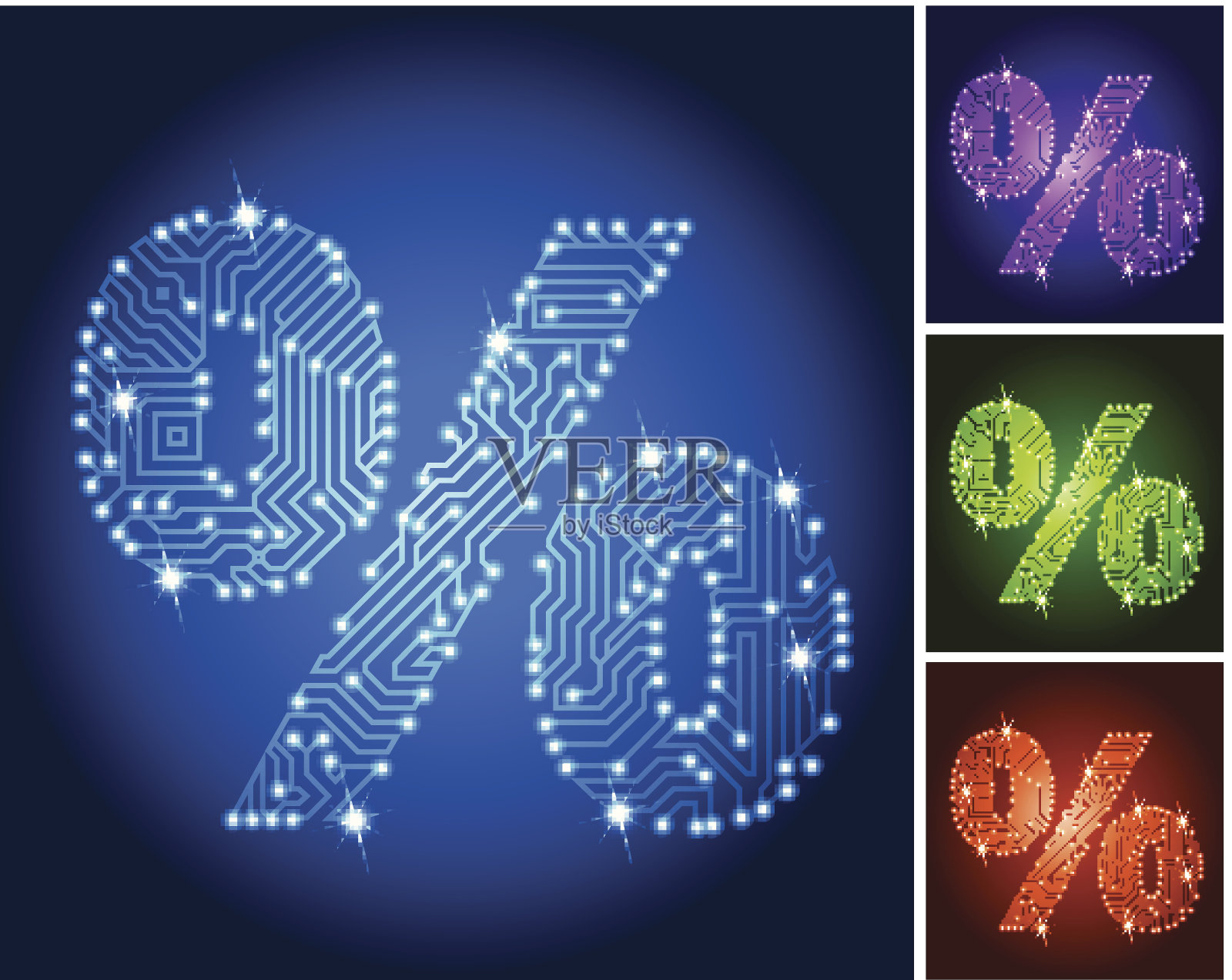 蓝色电路颜色设置的百分比插画图片素材